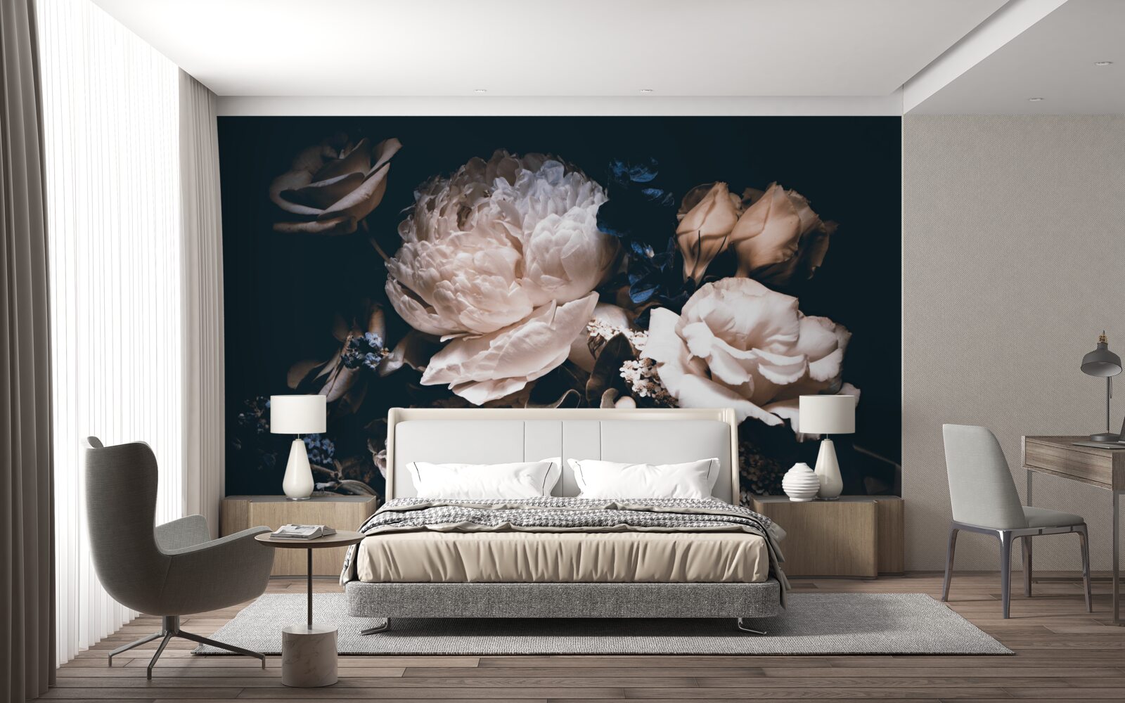 Fototapet romantismul întunecat al florilor