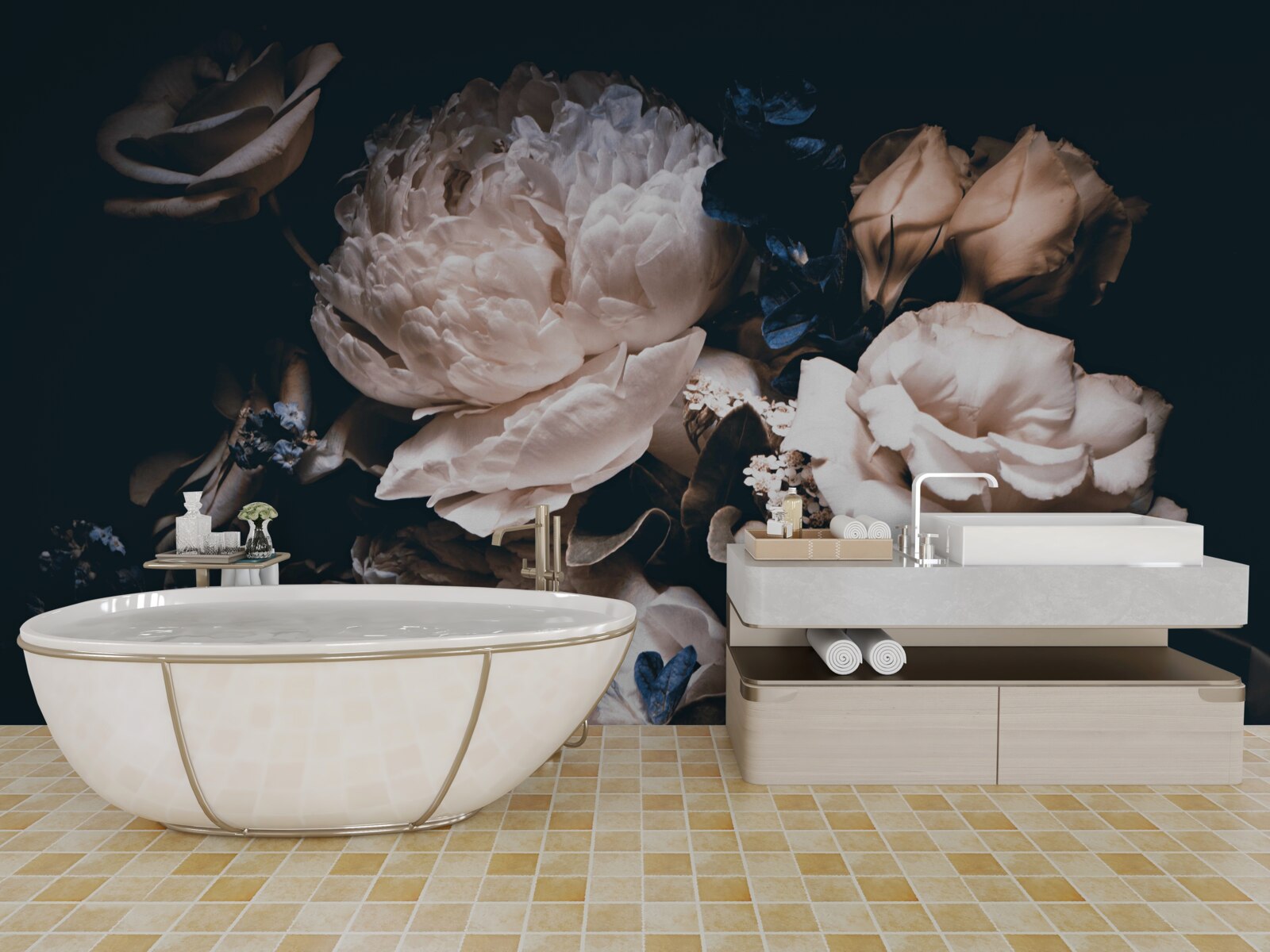 Fototapet romantismul întunecat al florilor