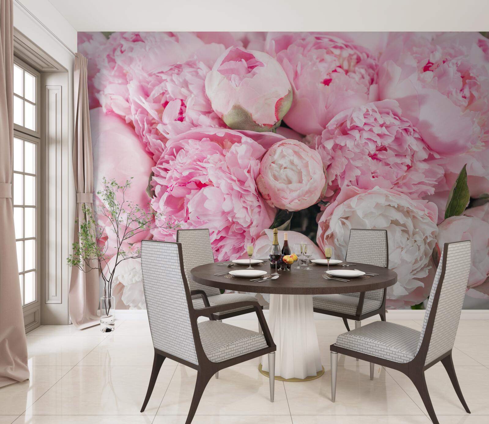 Fototapet bujori roz frumoase