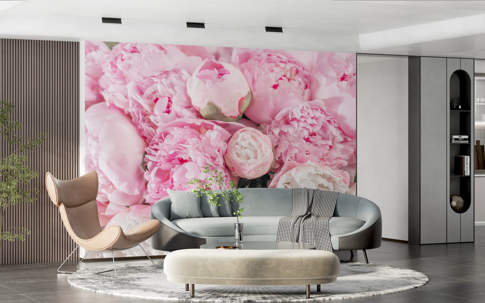 Fototapet bujori roz frumoase