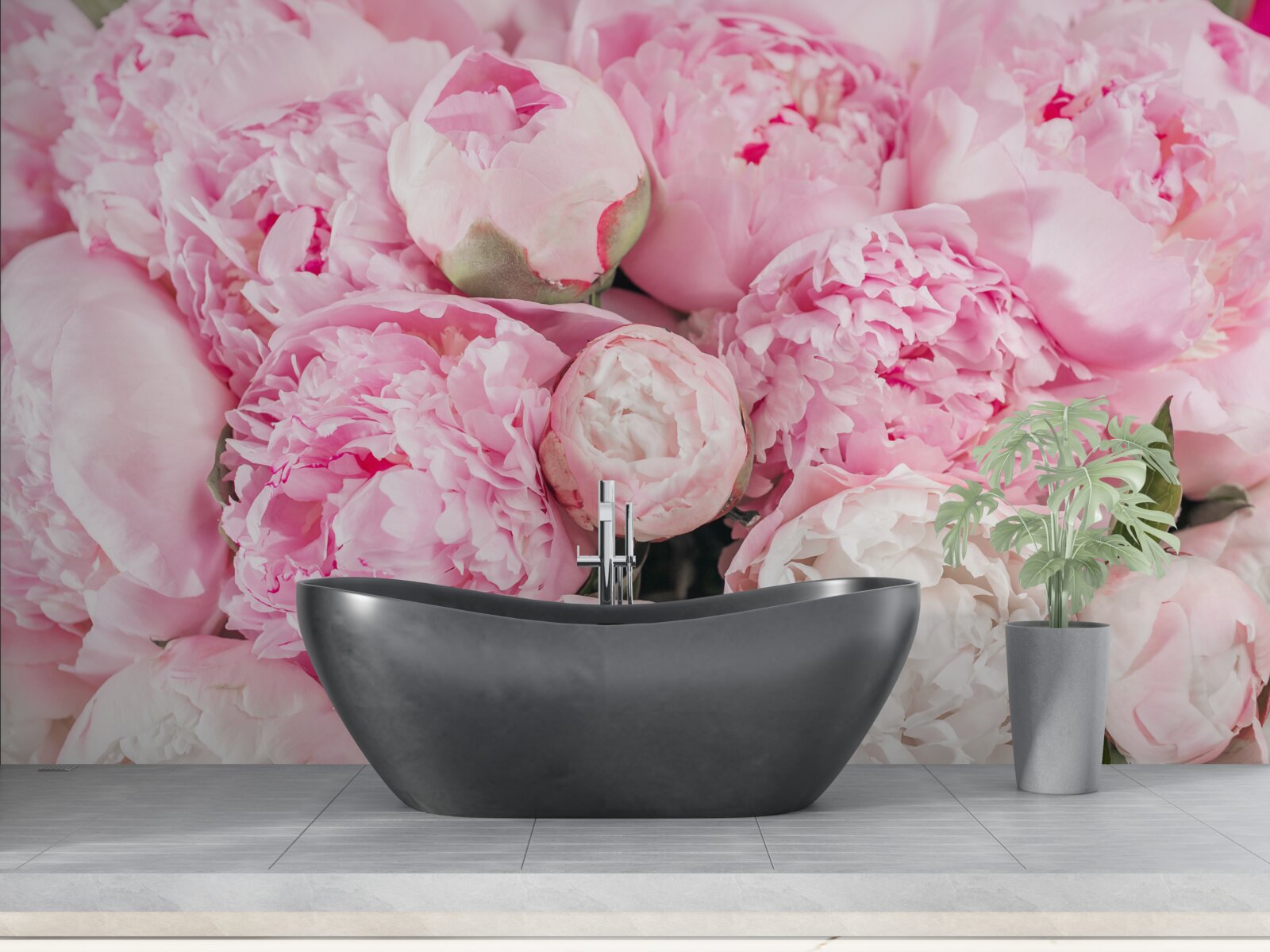 Fototapet bujori roz frumoase