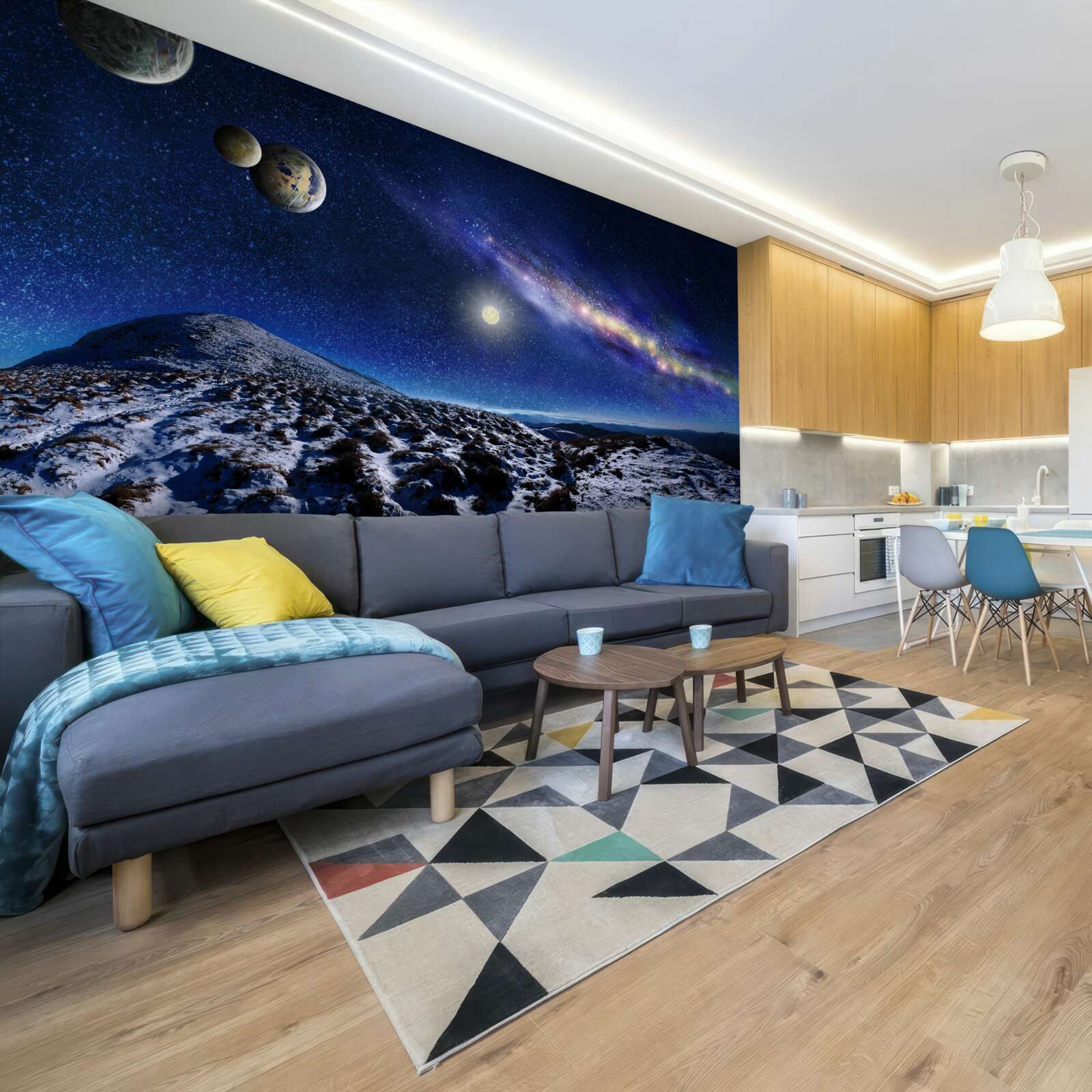 Fototapet spațiu cosmic cu mai multe planete