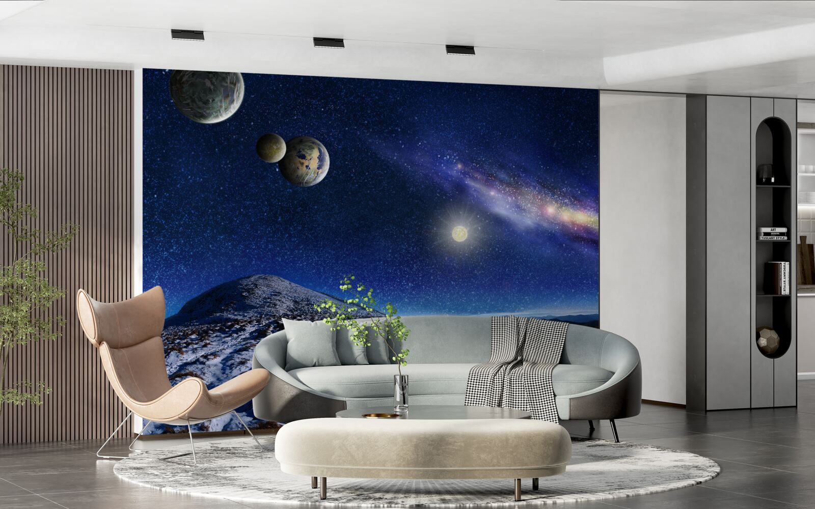 Fototapet spațiu cosmic cu mai multe planete