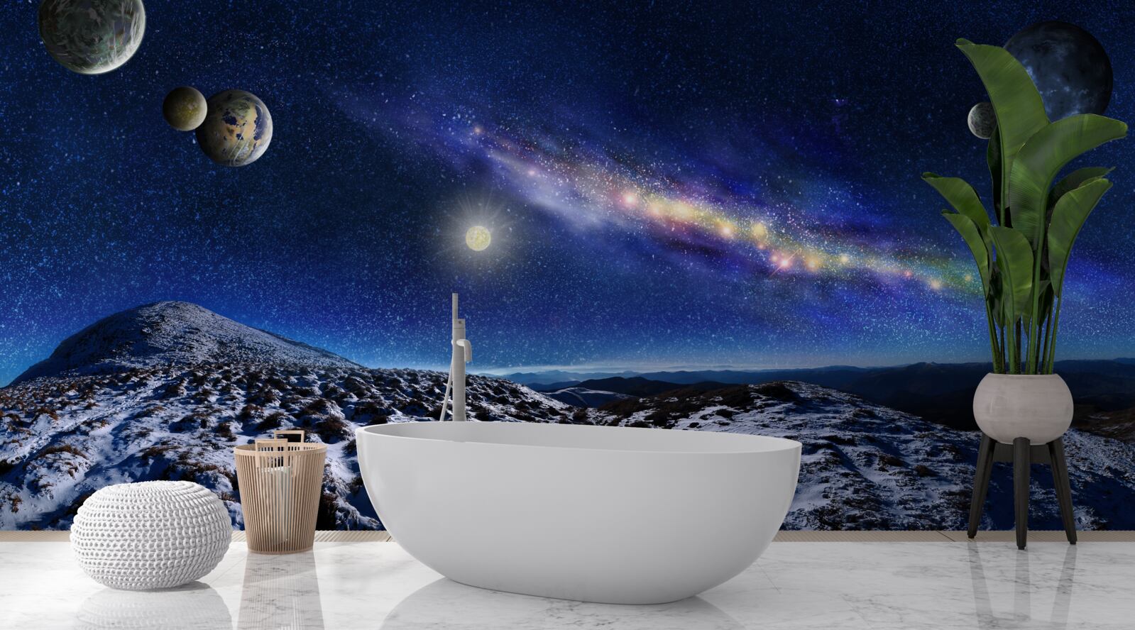 Fototapet spațiu cosmic cu mai multe planete