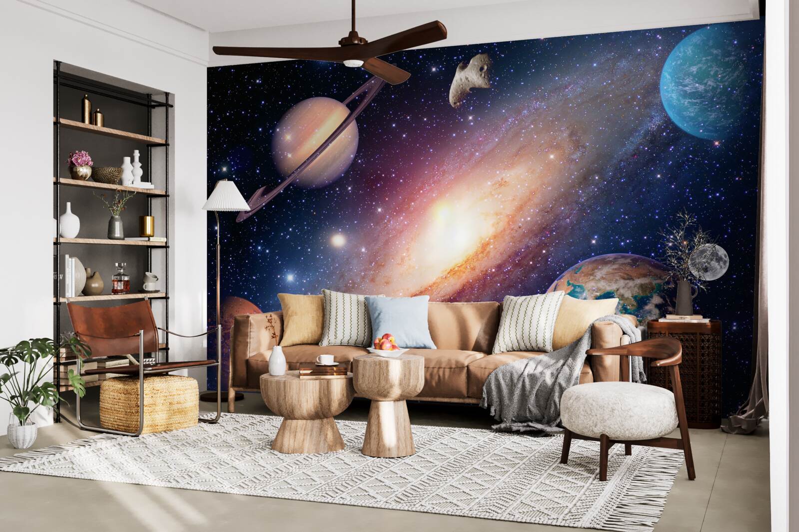 Fototapet planete, inclusiv Pământul, în galaxia noastră