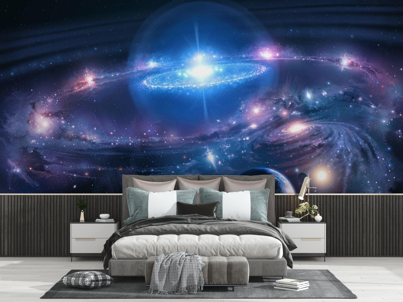 Fototapet poziția galaxiilor în spațiu unele față de altele