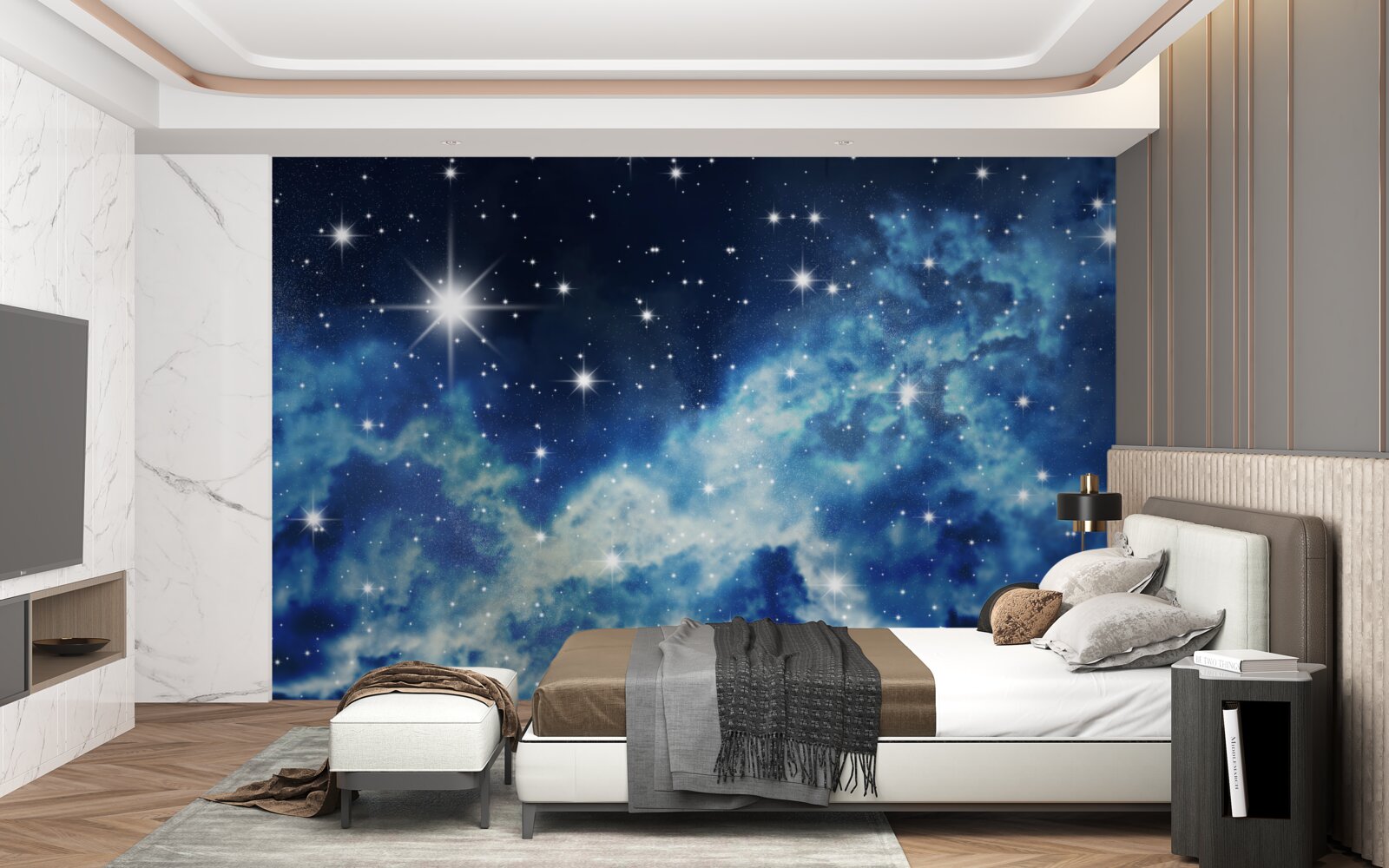 Fototapet cer albastru presărat cu stele