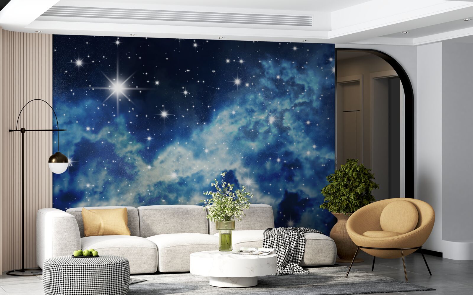 Fototapet cer albastru presărat cu stele