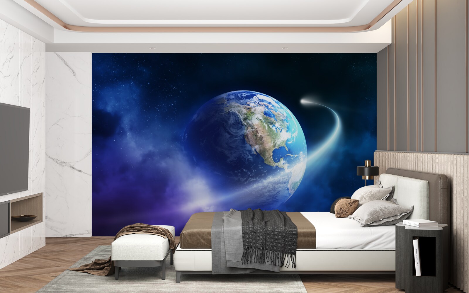 Fototapet Pământul în spațiul infinit al universului