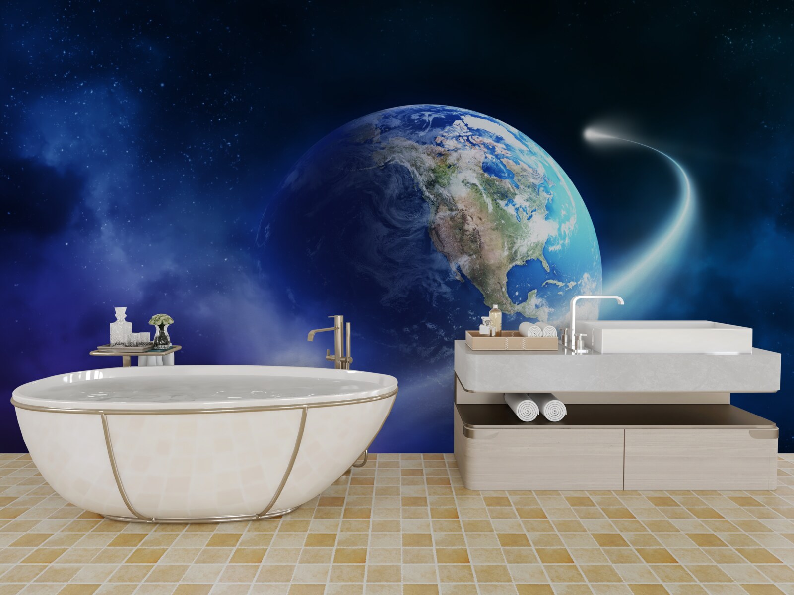 Fototapet Pământul în spațiul infinit al universului