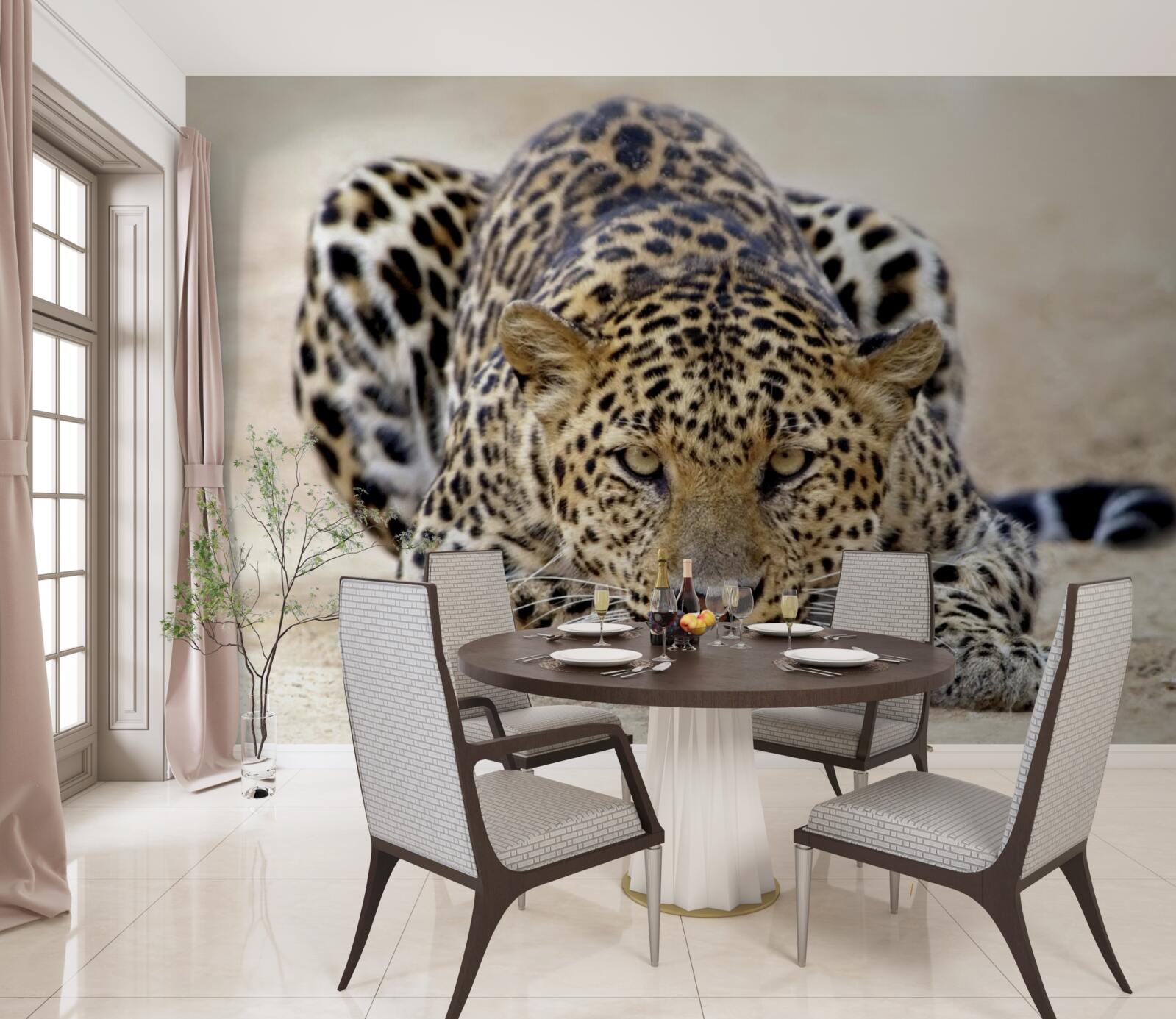 Fototapet leopard de așteptare cu piele pestriță