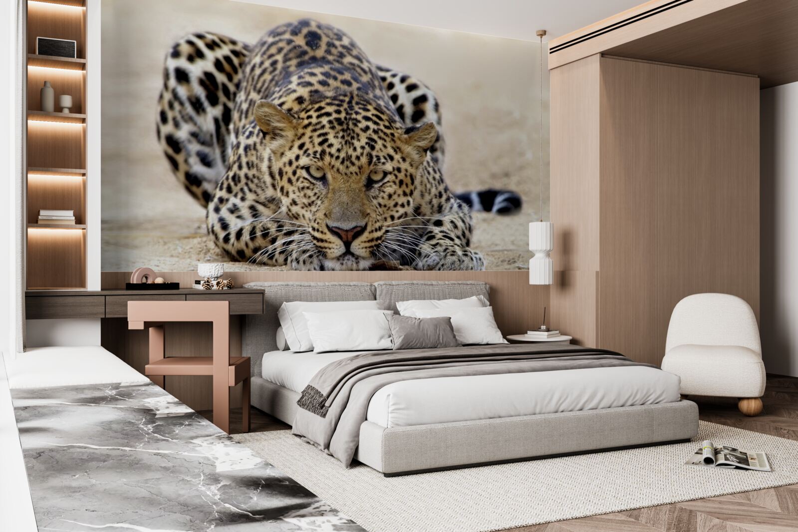 Fototapet leopard de așteptare cu piele pestriță