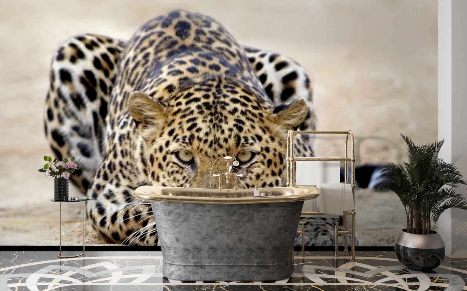 Fototapet leopard de așteptare cu piele pestriță