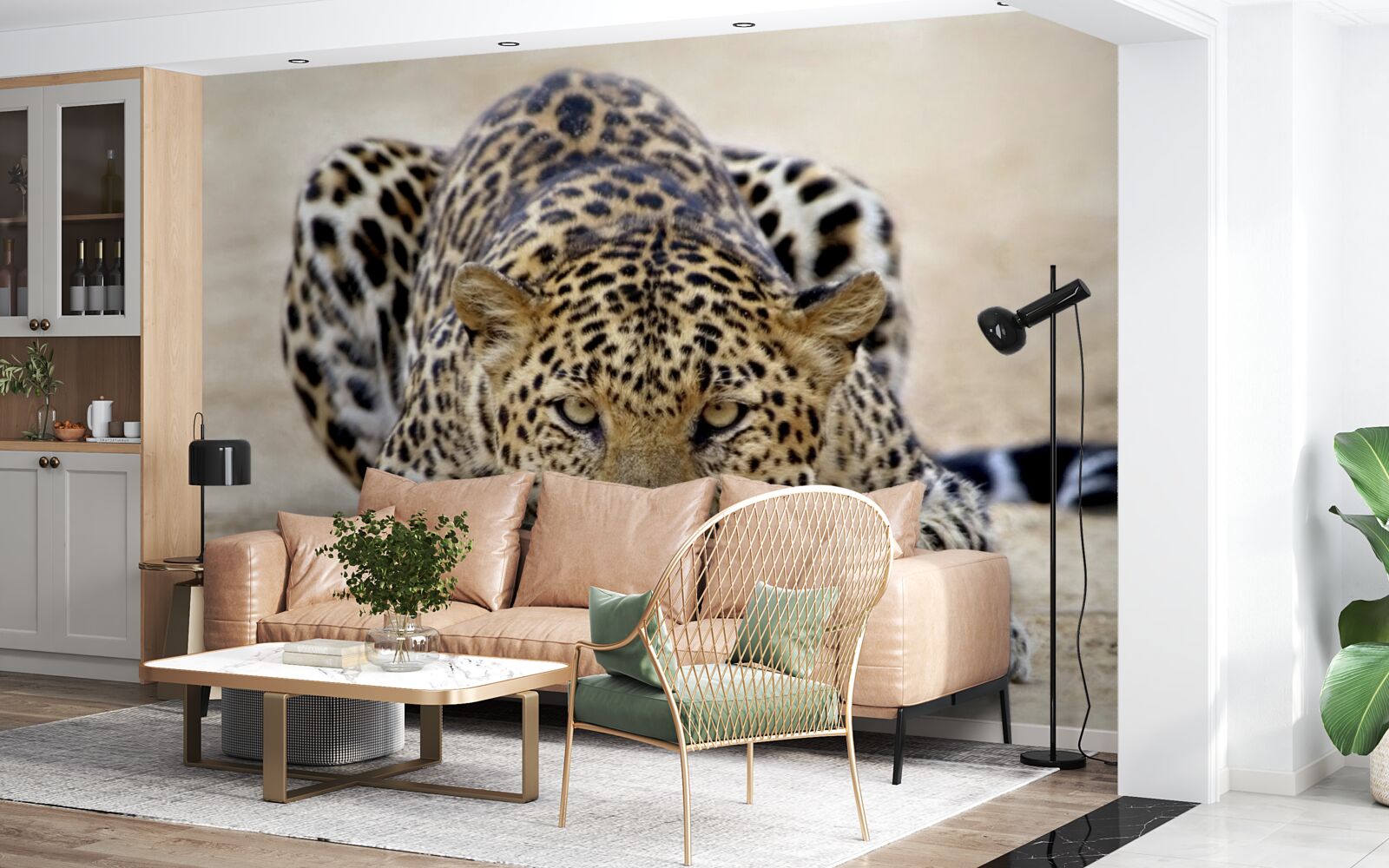 Fototapet leopard de așteptare cu piele pestriță