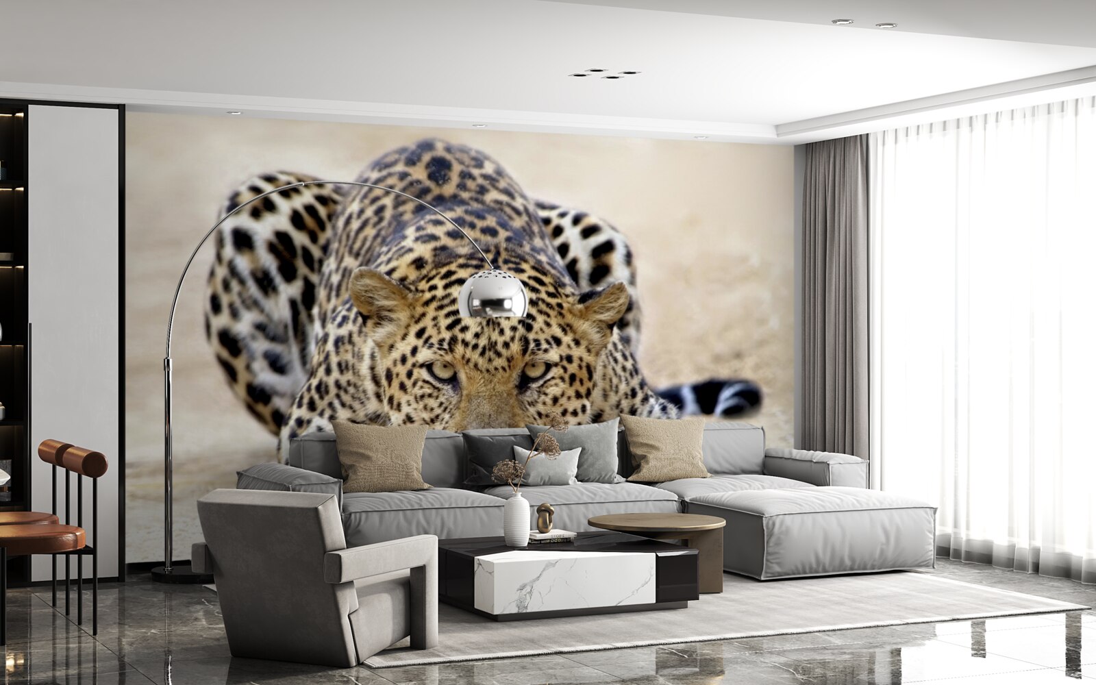 Fototapet leopard de așteptare cu piele pestriță