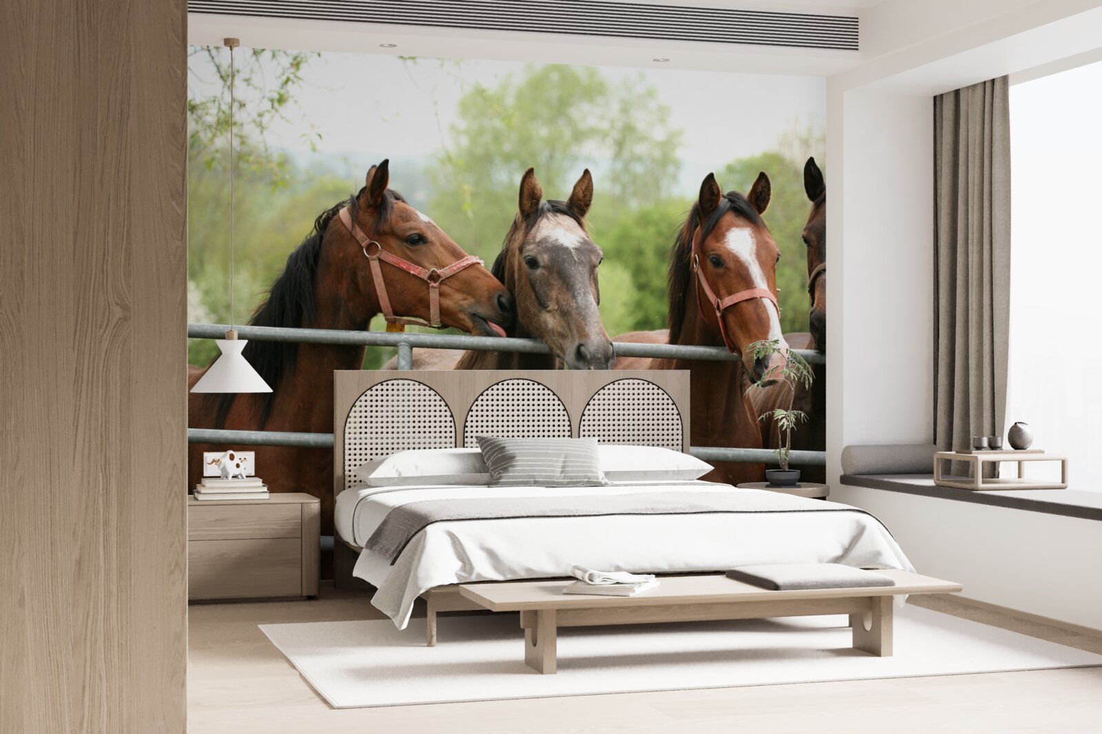 Fototapet există patru cai maro în incintă