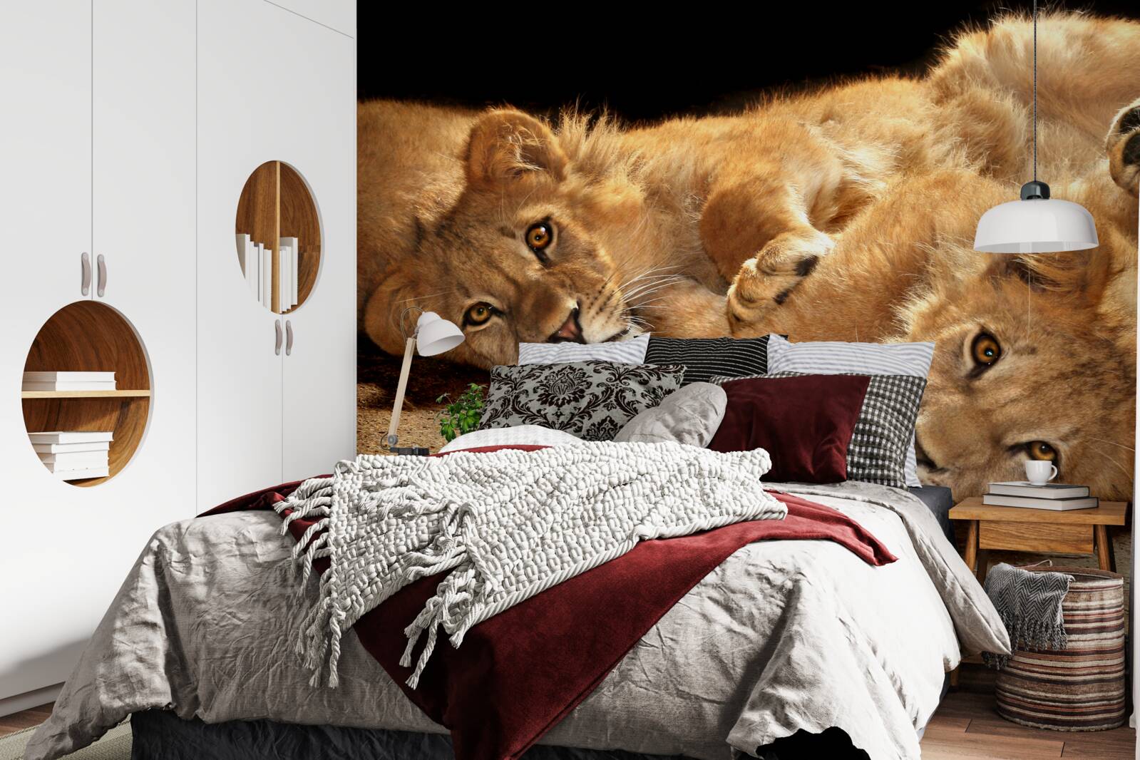 Fototapet leii tineri se joacă pe pământ