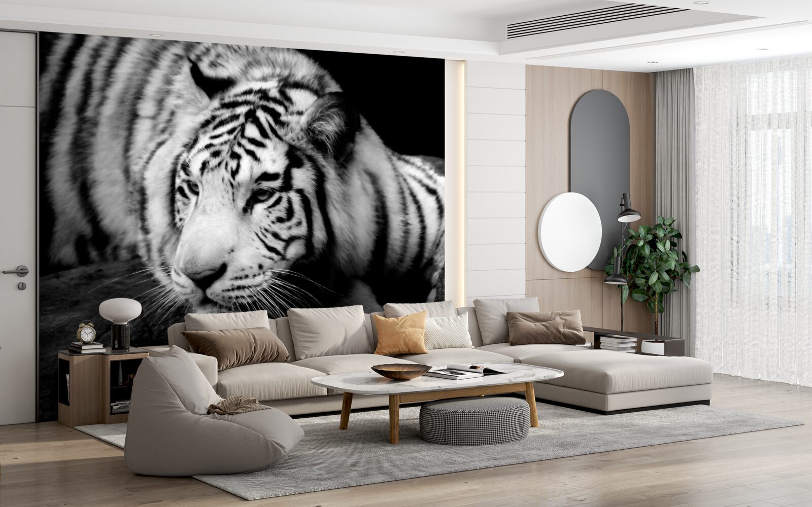 Fototapet tigru negru și alb drăguț