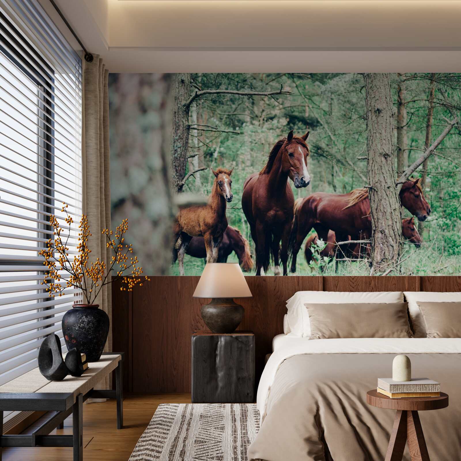 Fototapet cai plimbare în pădure în primăvară