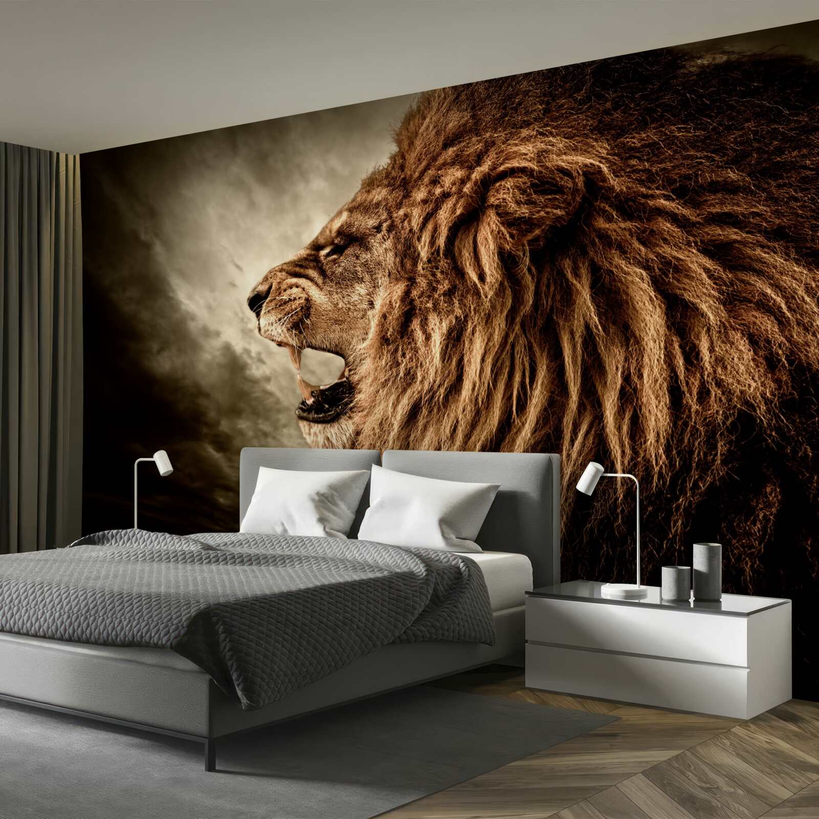 Fototapet tunetul amenințător al răgetului unui leu