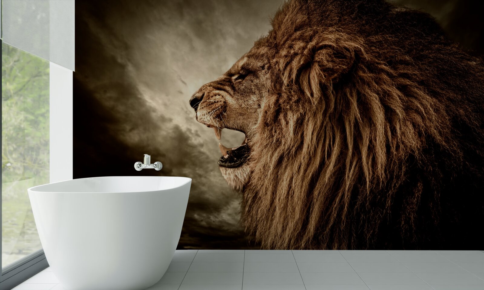 Fototapet tunetul amenințător al răgetului unui leu