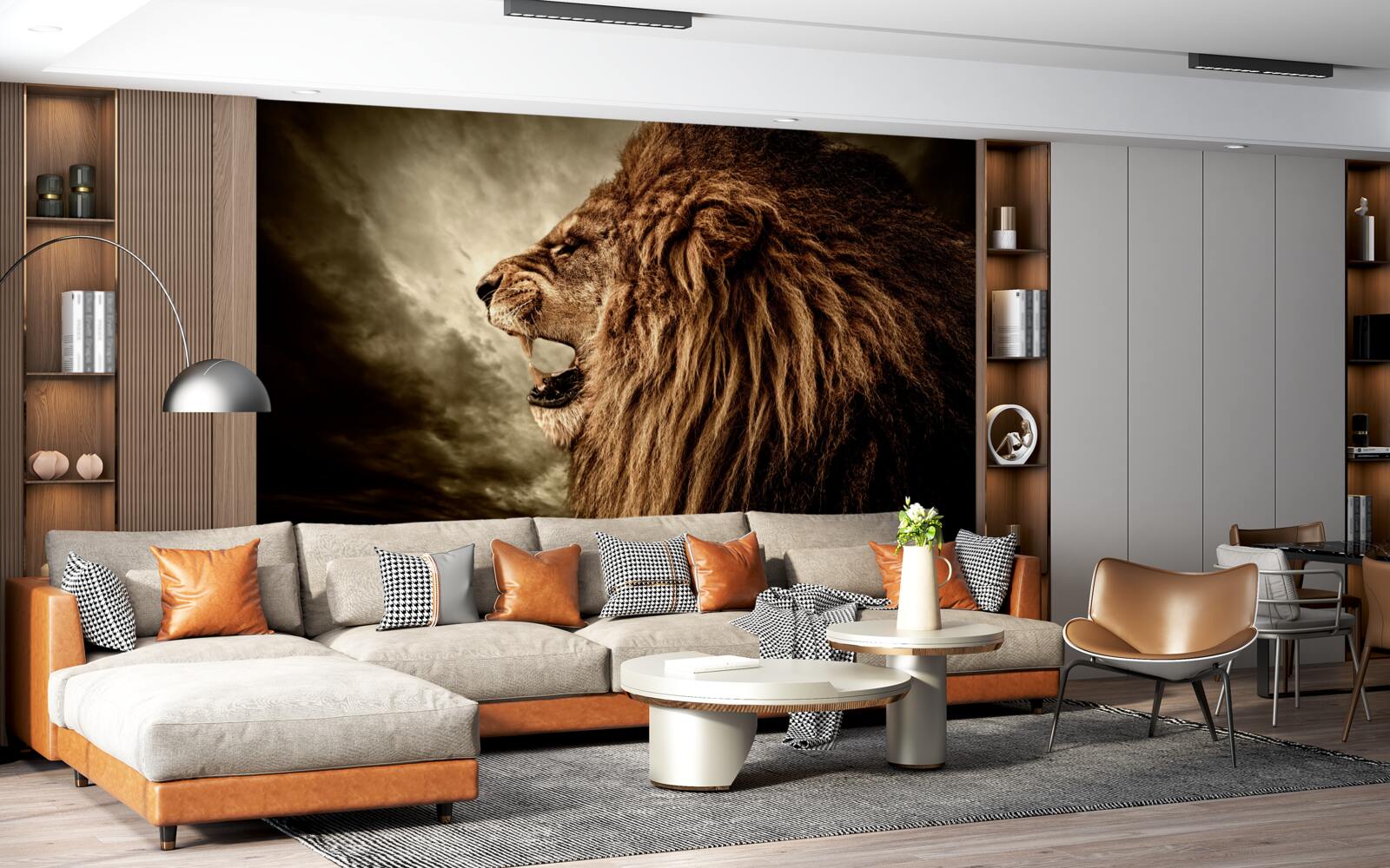 Fototapet tunetul amenințător al răgetului unui leu