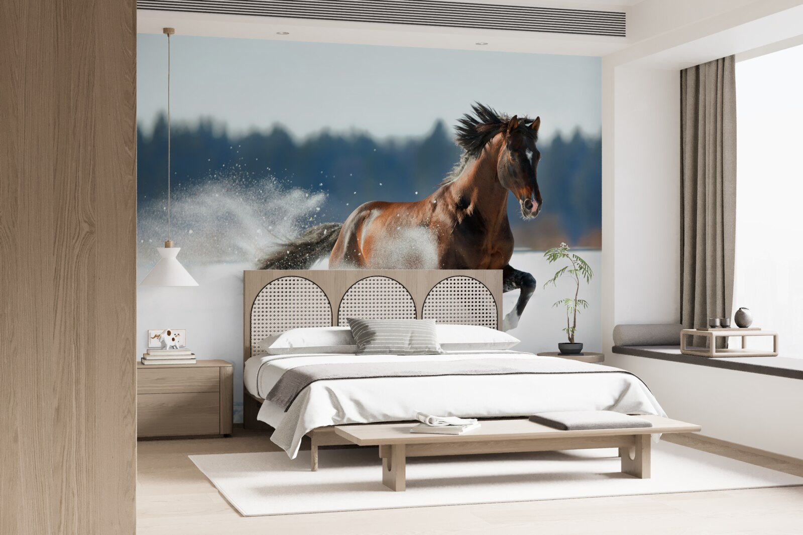 Fototapet un cal galopează prin zăpadă