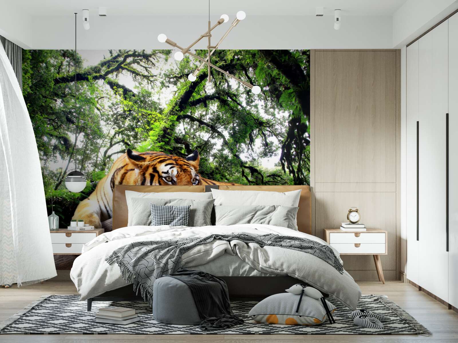 Fototapet tigrul se odihnește într-o junglă tropicală sălbatică