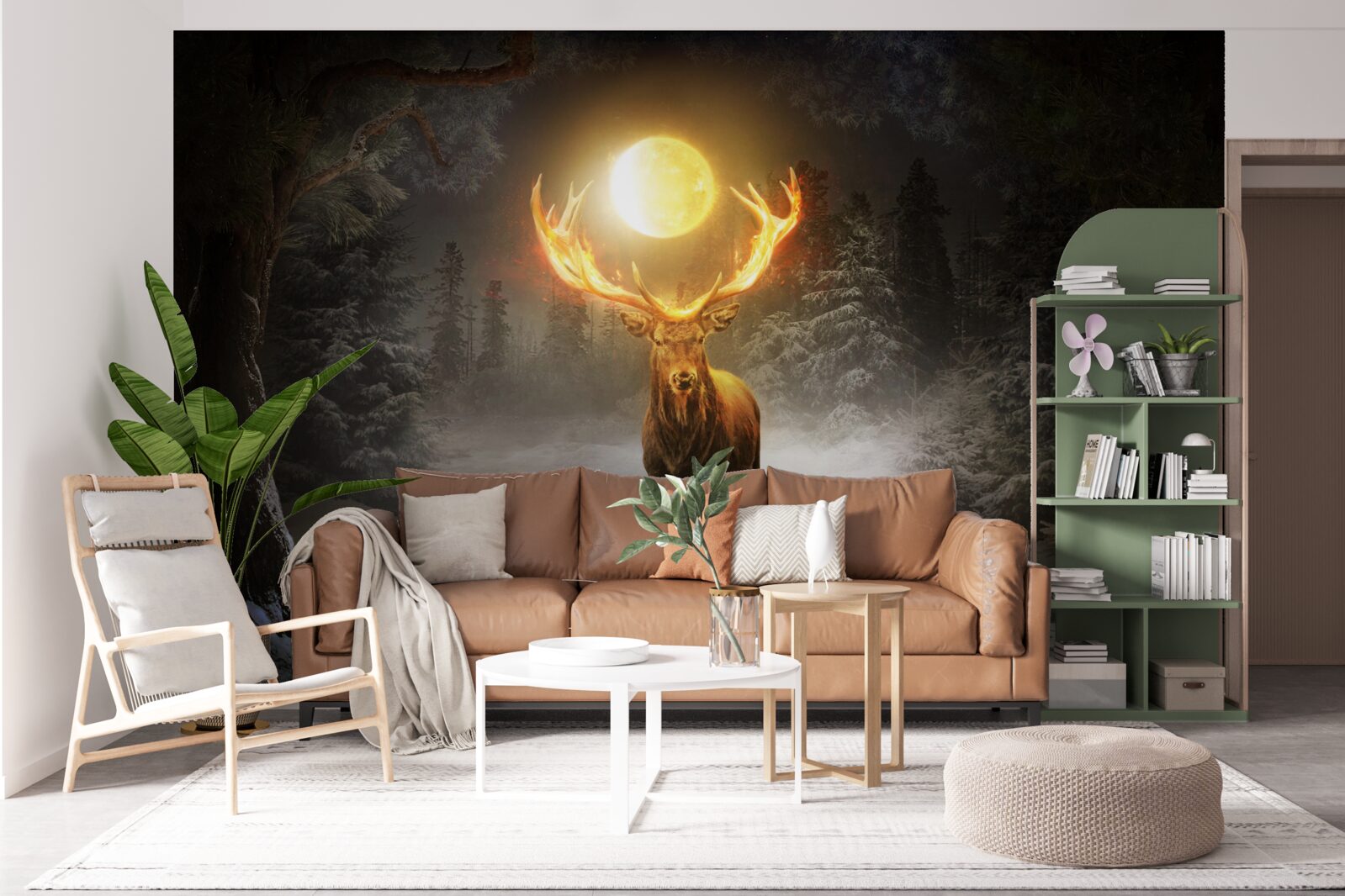 Fototapet cerb energic și tovarăș de pădure auriu