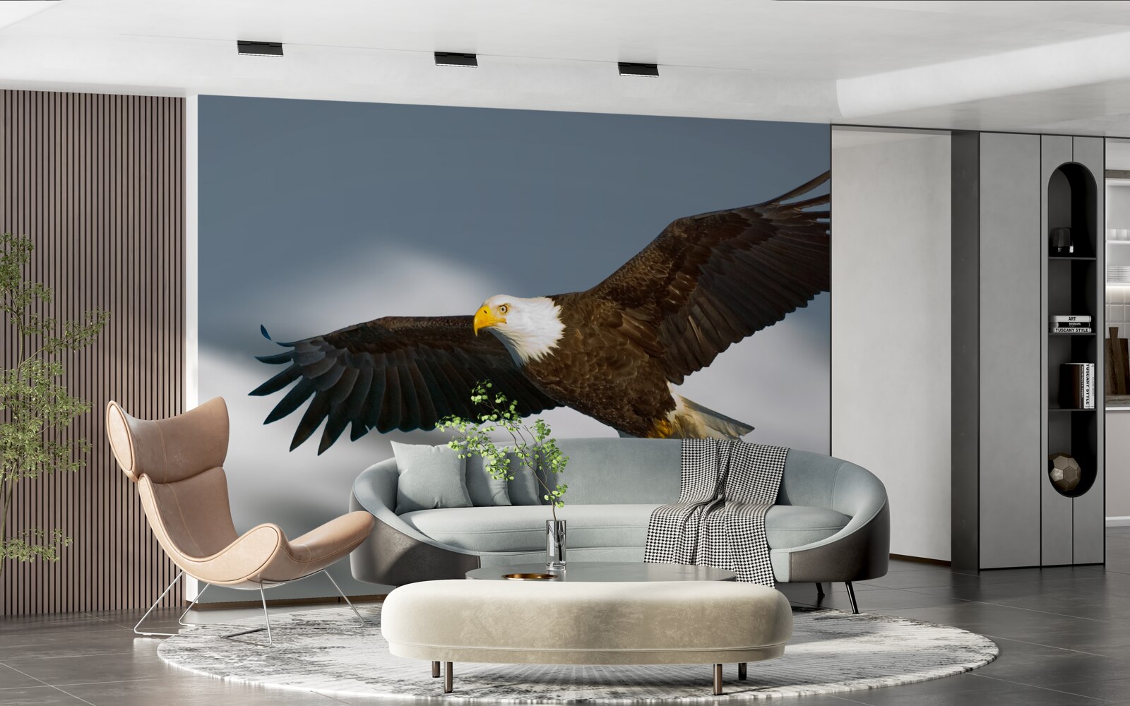 Fototapet un vultur cu coada albă se înalță pe cer