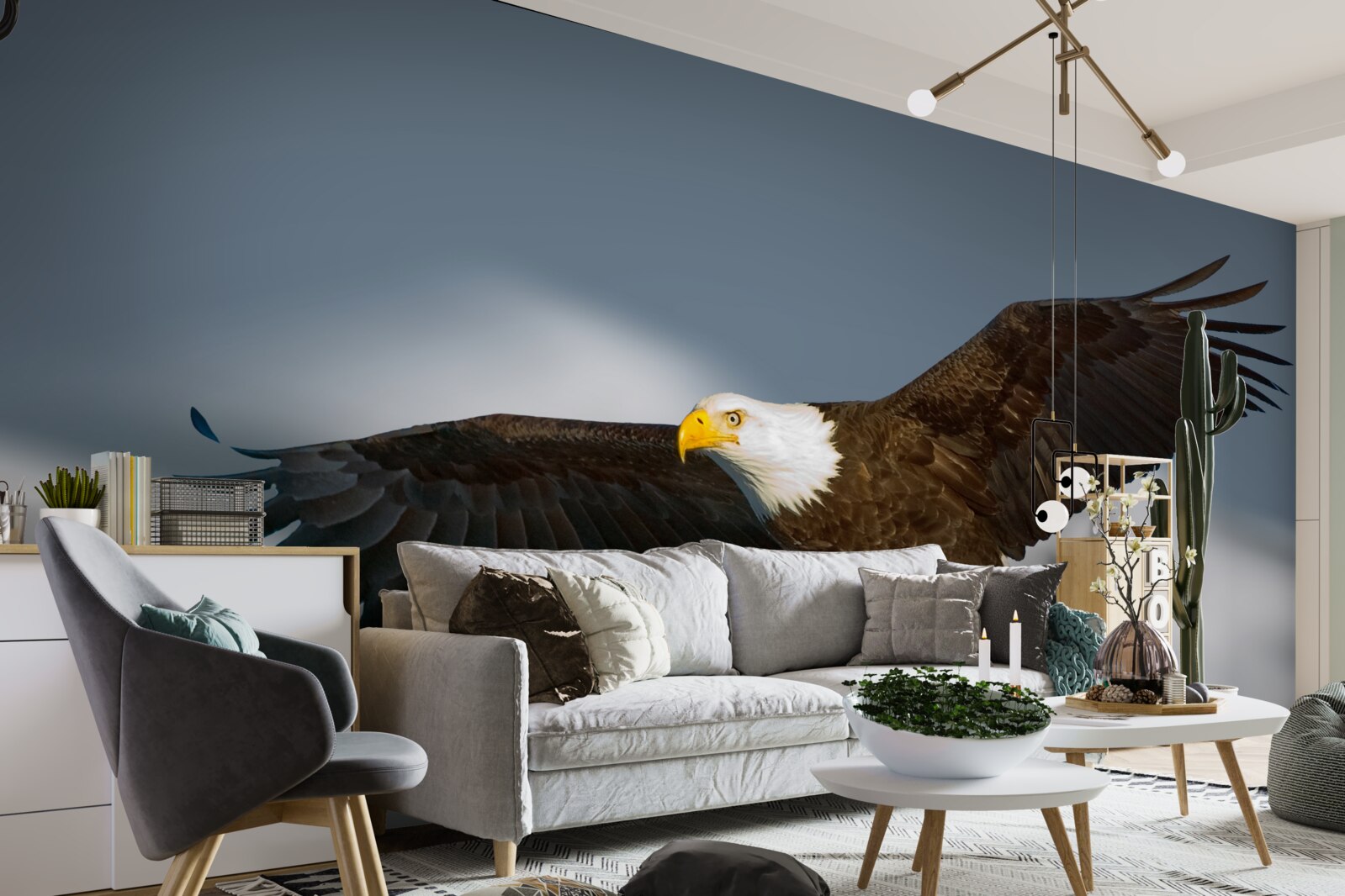 Fototapet un vultur cu coada albă se înalță pe cer