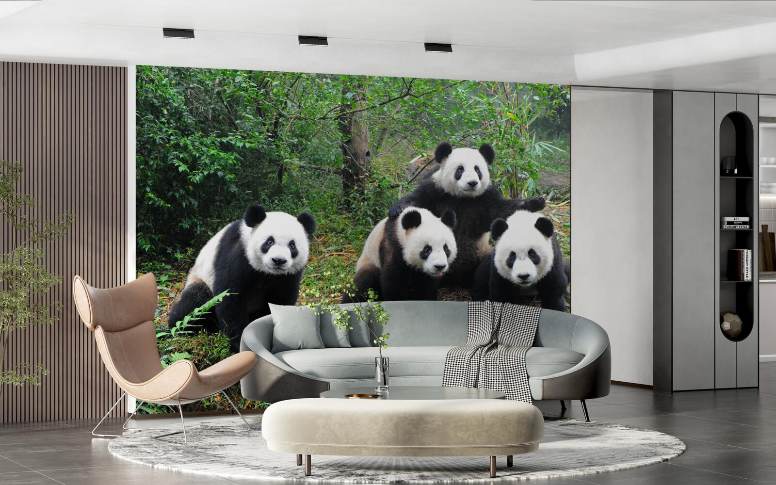 Fototapet o familie odihnitoare de panda adorabili