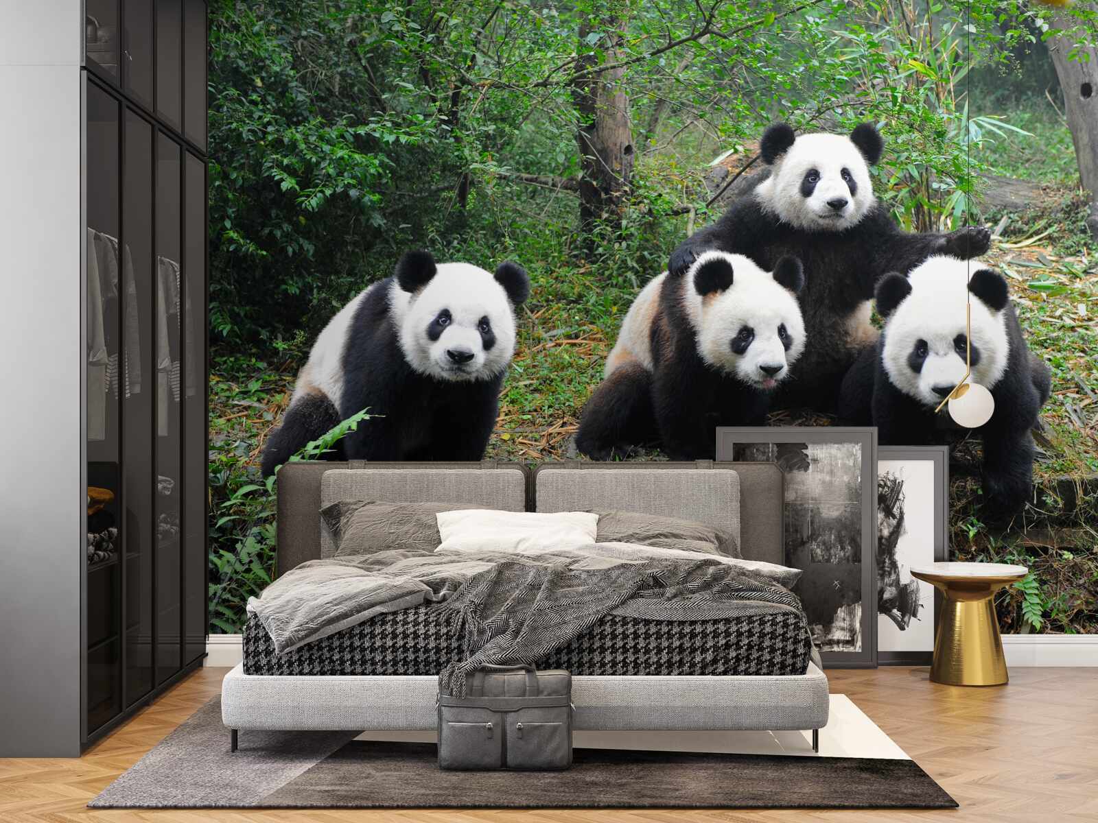Fototapet o familie odihnitoare de panda adorabili