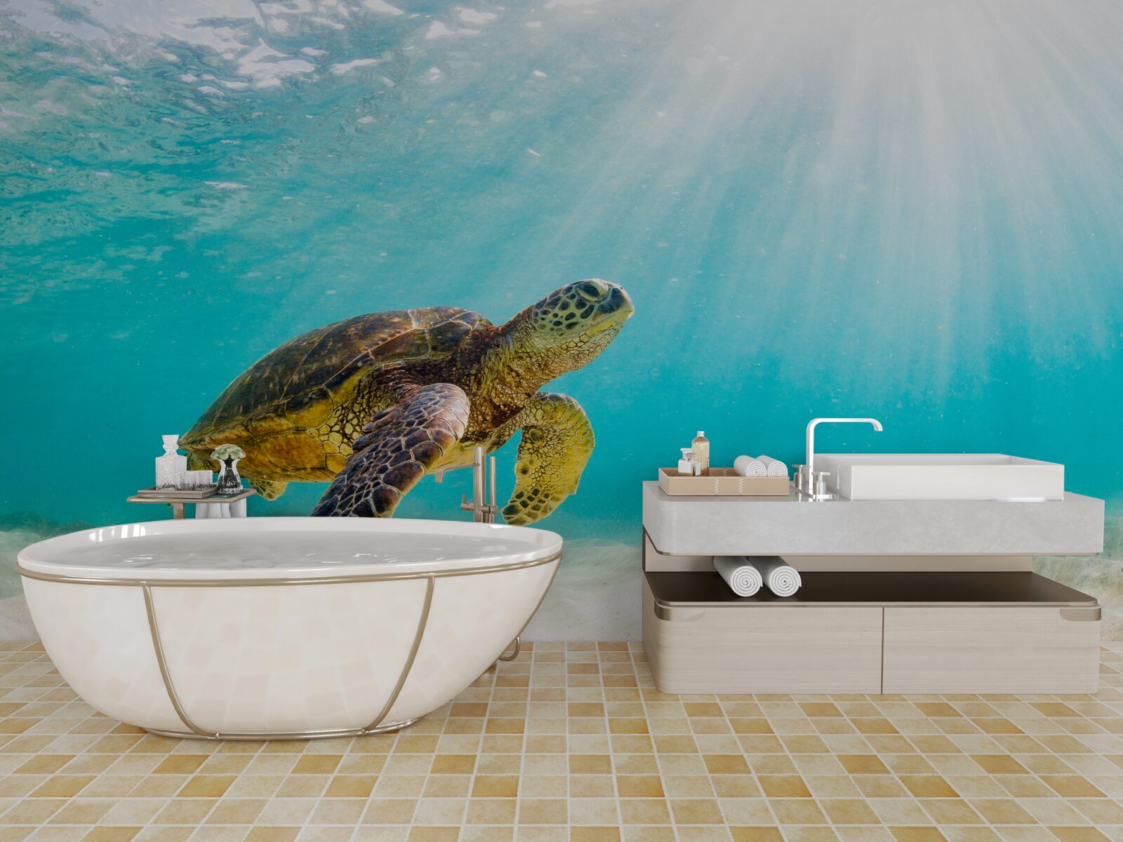 Fototapet Cranii galbene pe un fund nisipos