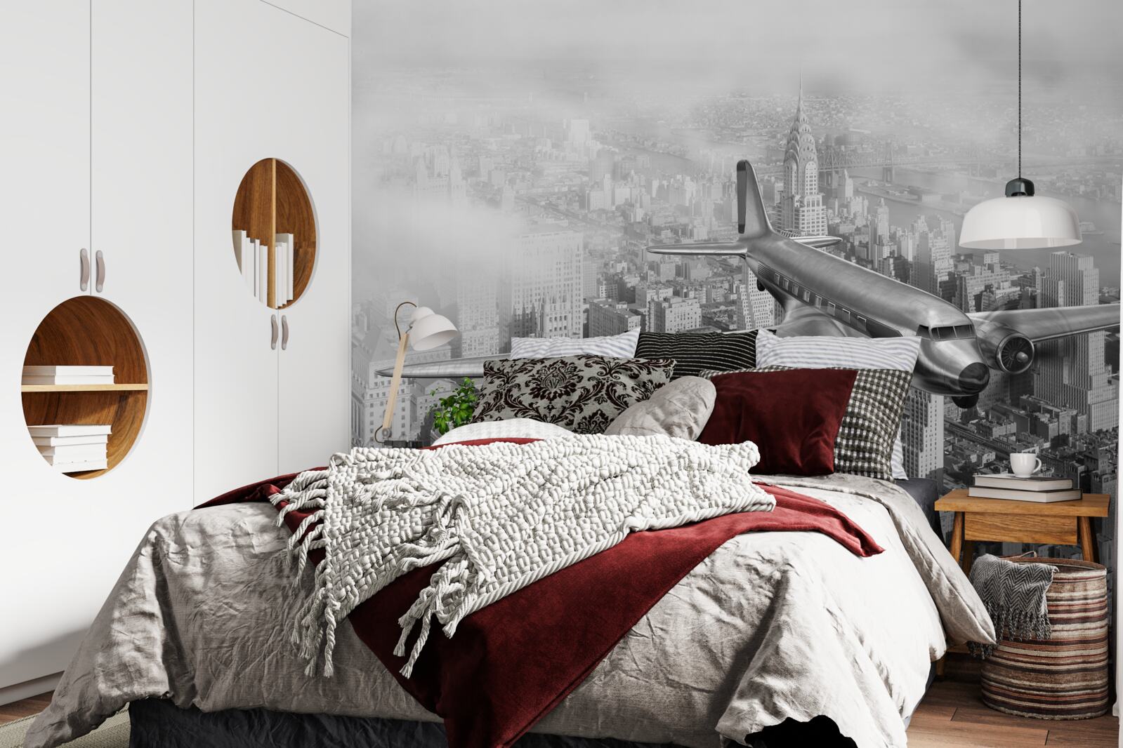 Fototapet călătorii cu avionul deasupra unui oraș uriaș