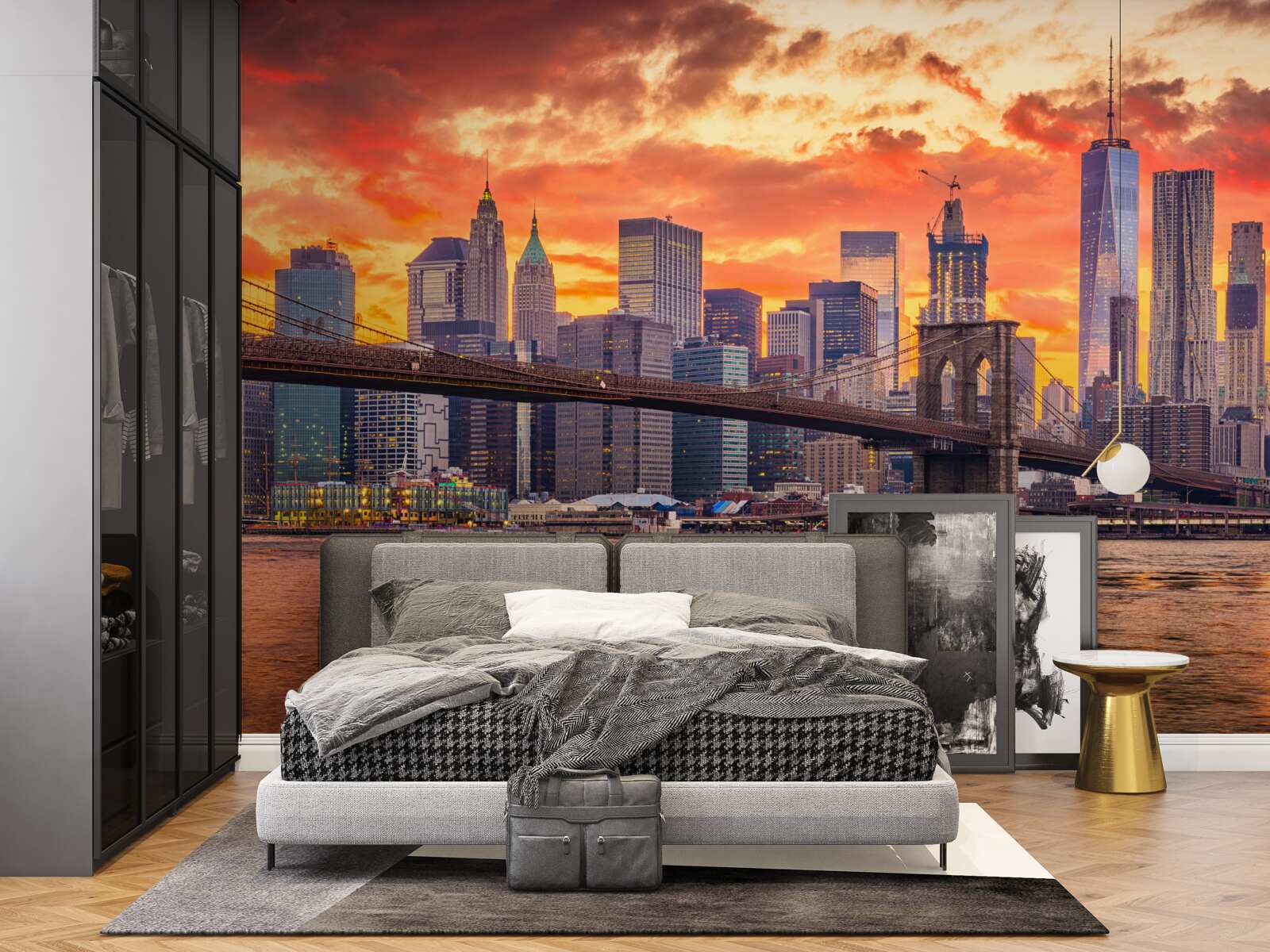 Fototapet nori peste new york în timpul apusului de soare