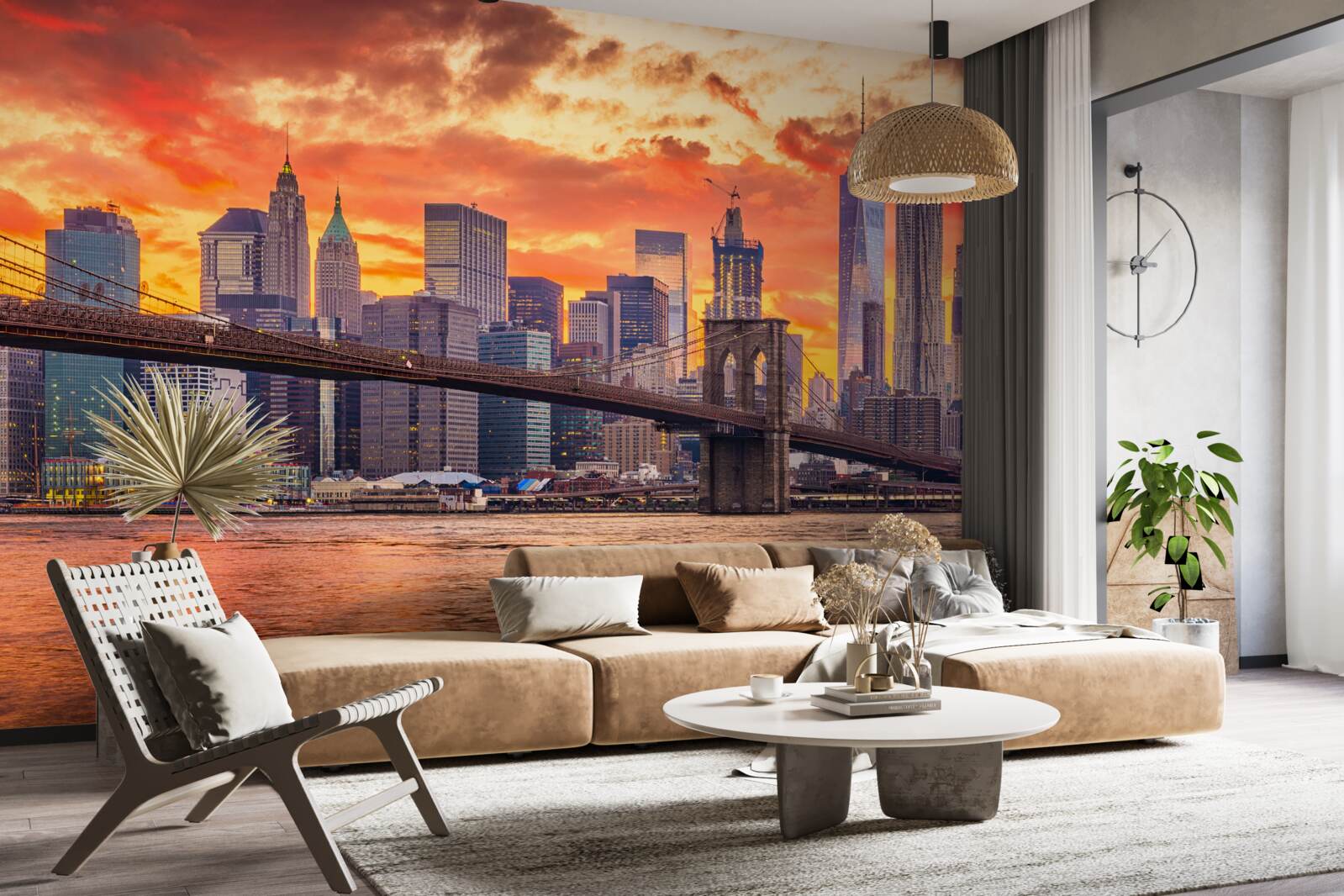 Fototapet nori peste new york în timpul apusului de soare