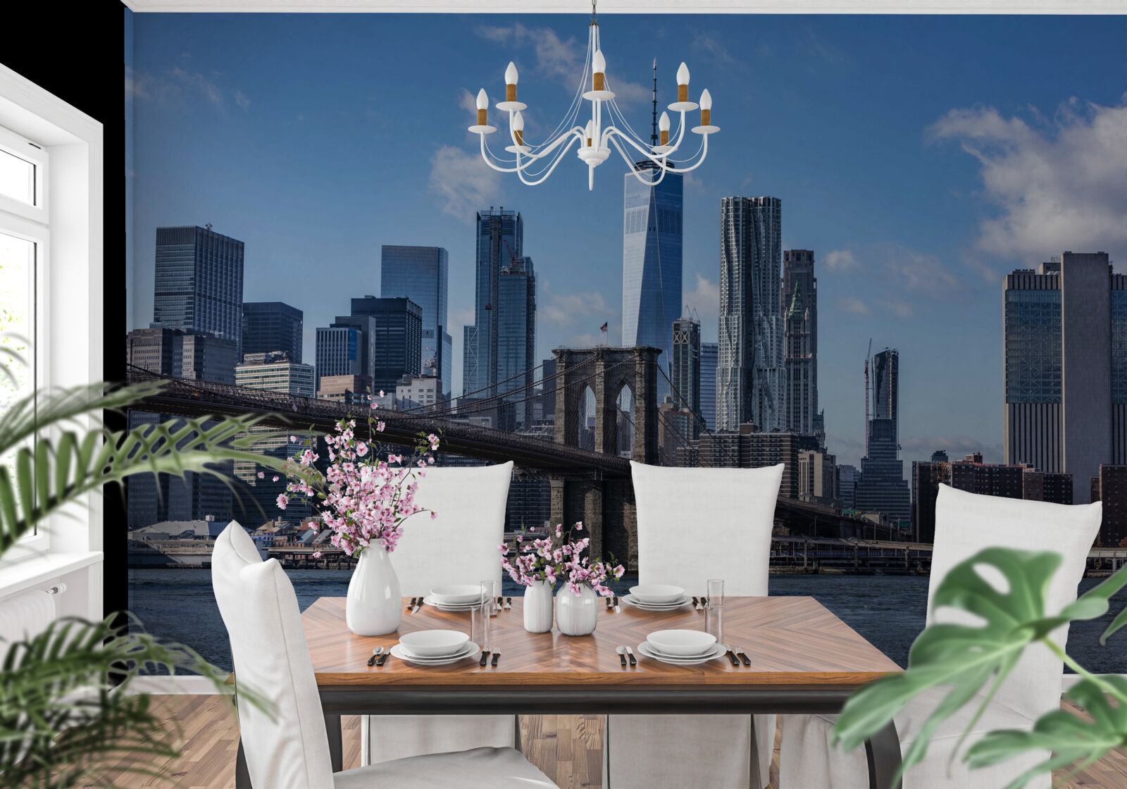 Fototapet vedere a orașului de pe podul Brooklyn