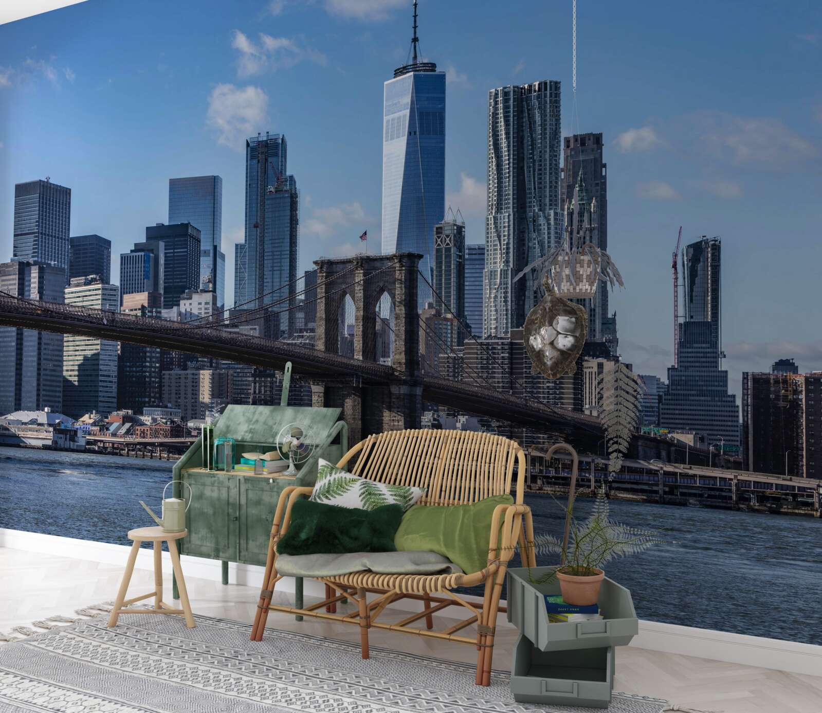 Fototapet vedere a orașului de pe podul Brooklyn