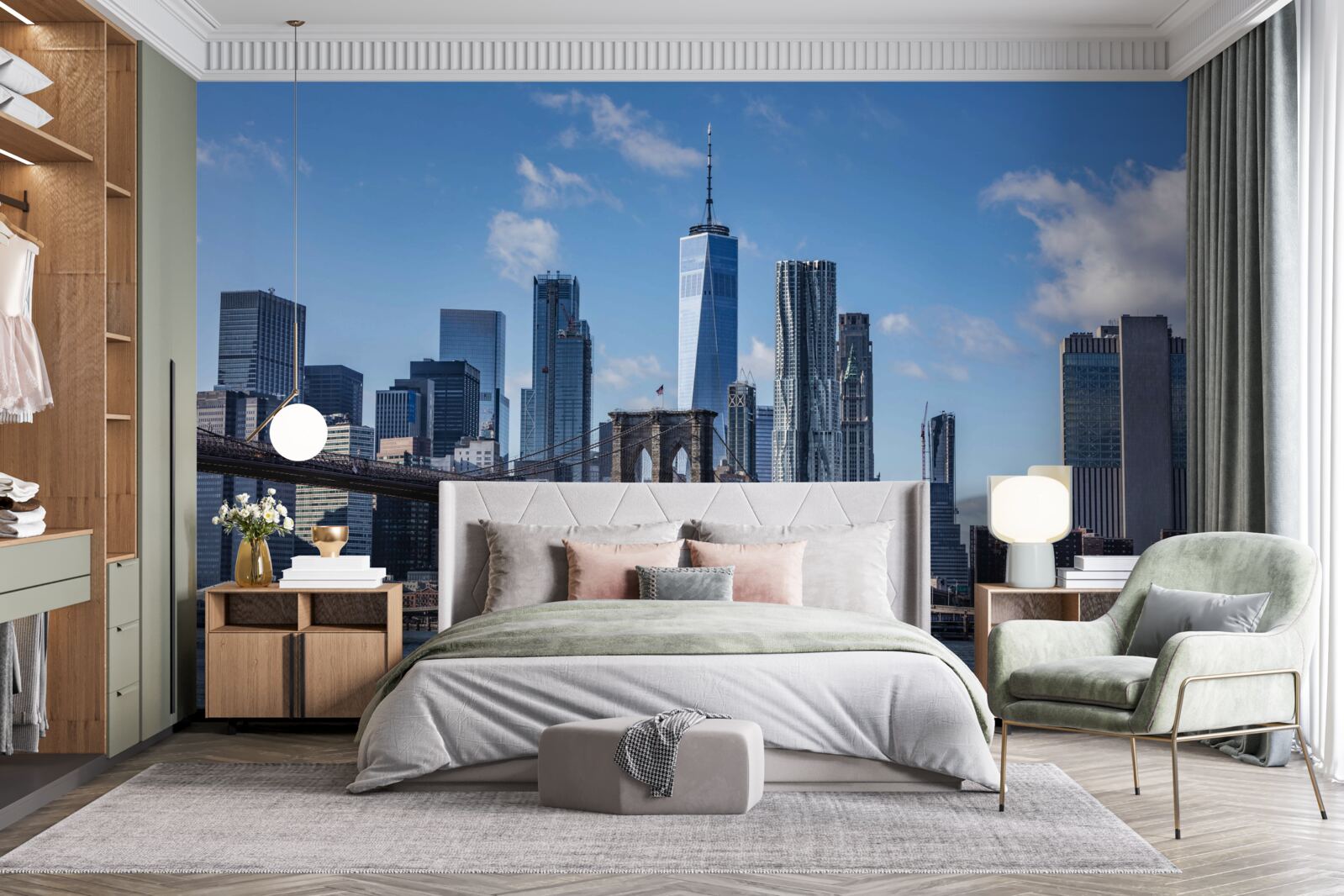 Fototapet vedere a orașului de pe podul Brooklyn