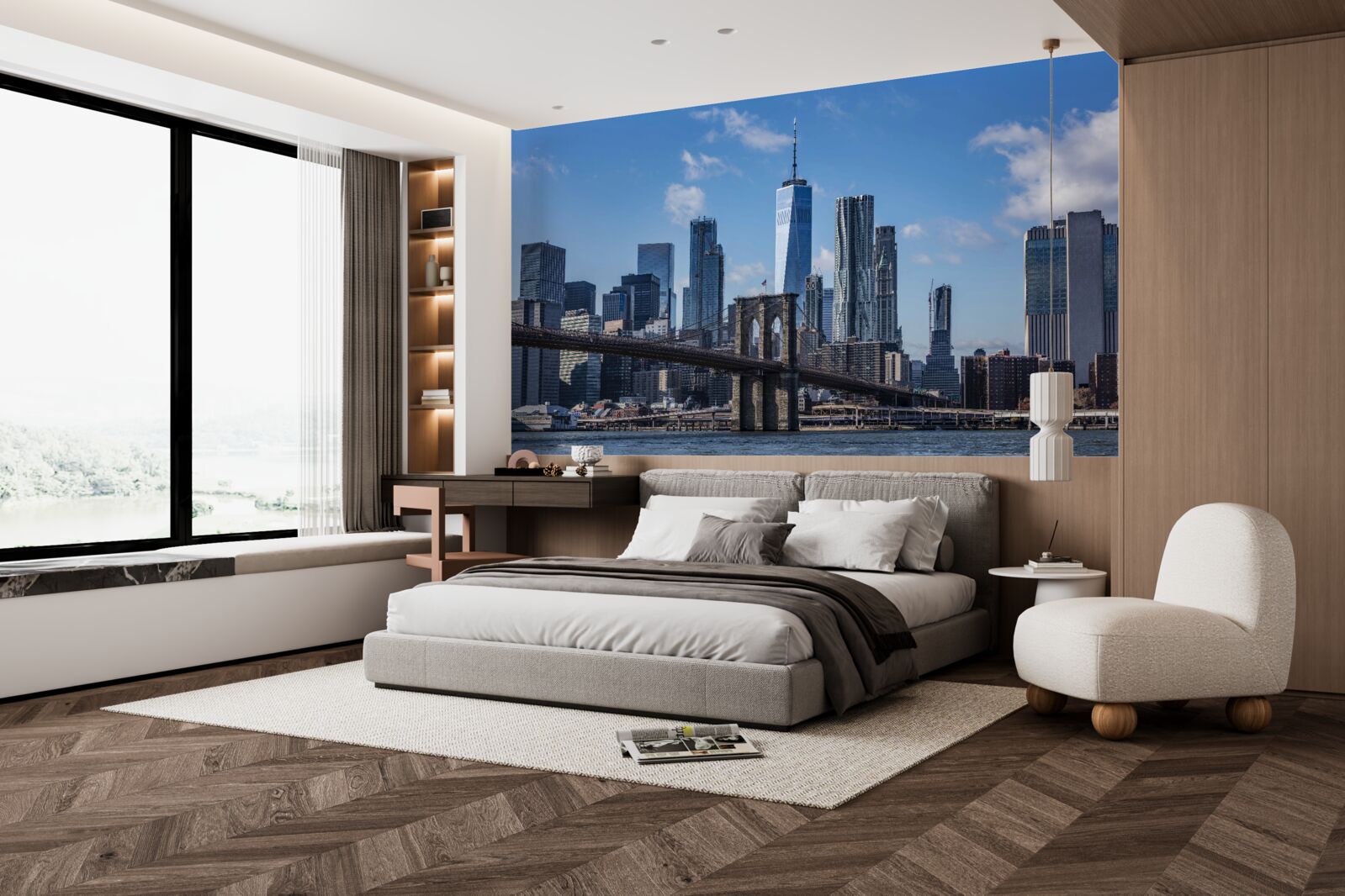 Fototapet vedere a orașului de pe podul Brooklyn