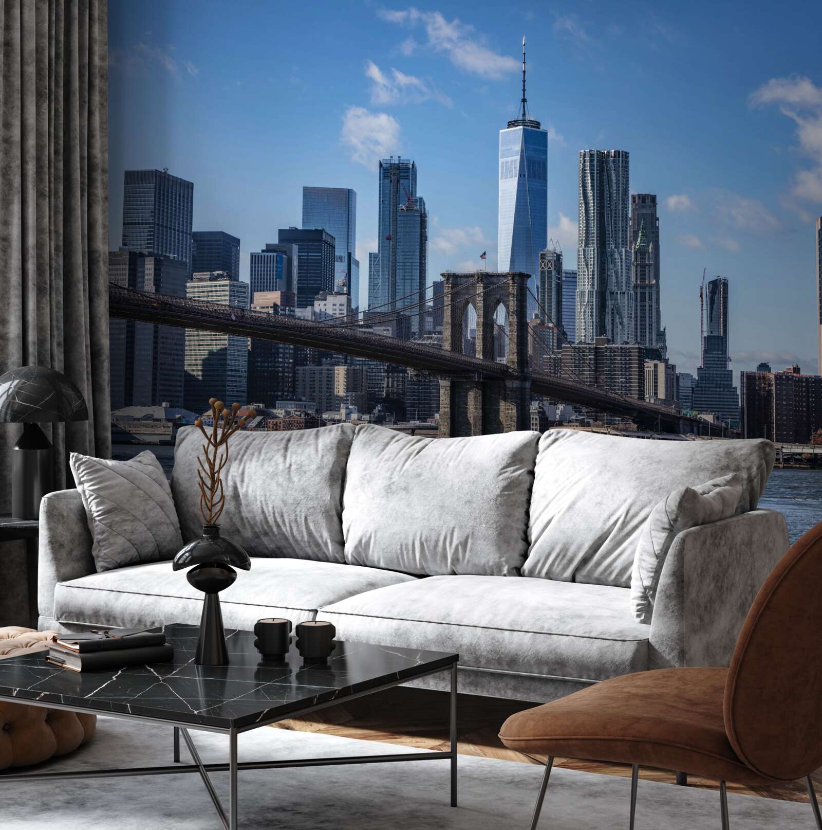 Fototapet vedere a orașului de pe podul Brooklyn