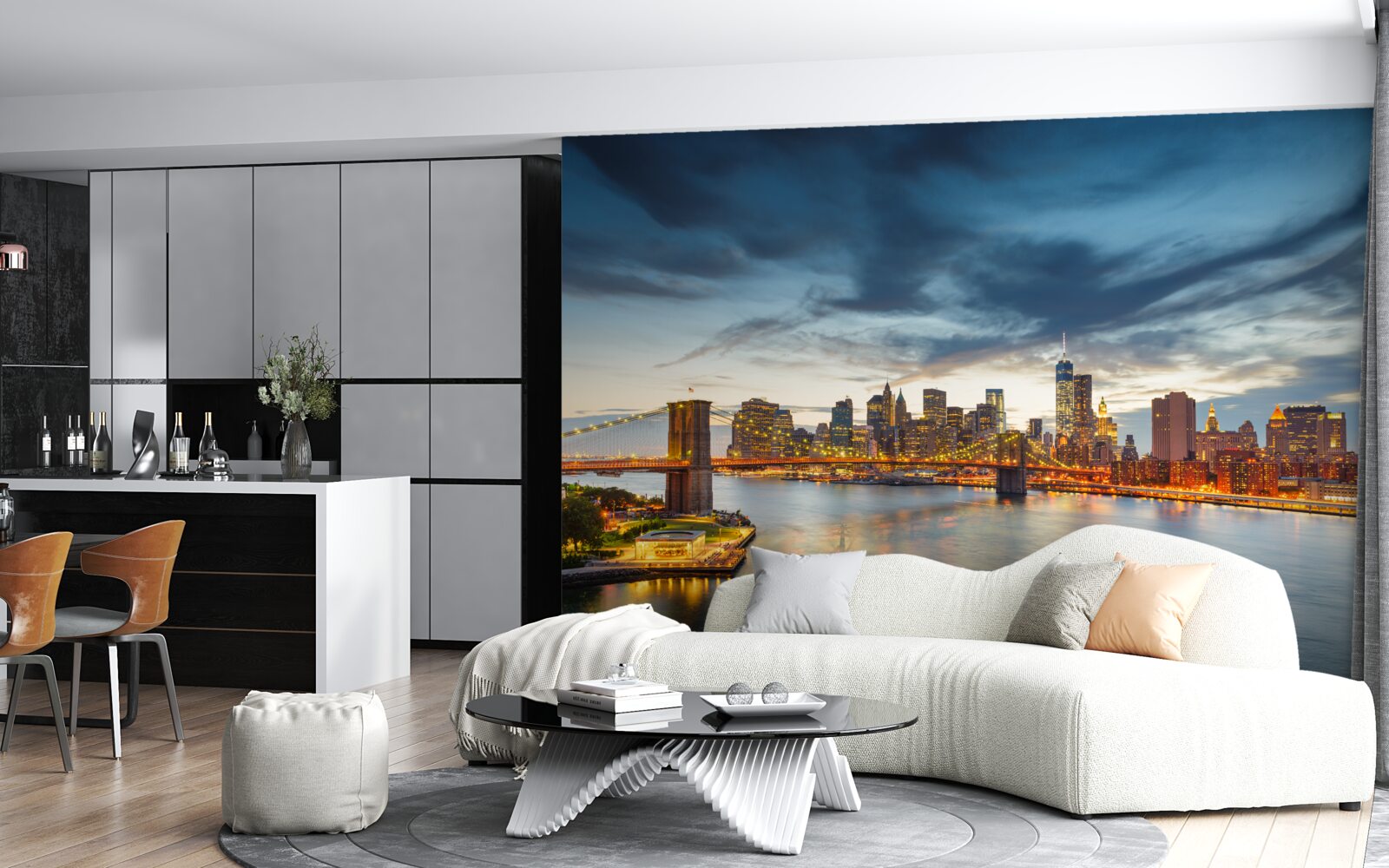 Fototapet pod în oraș cu iluminat