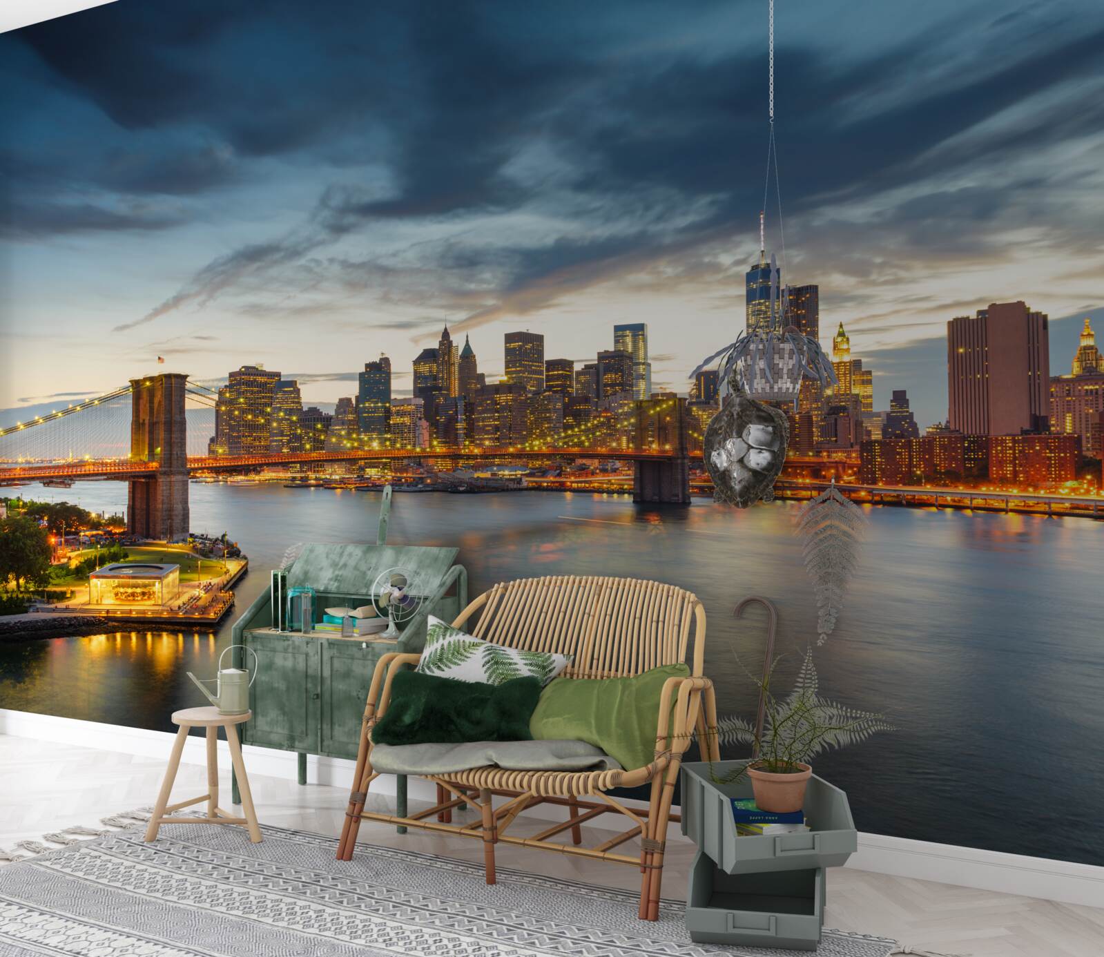 Fototapet pod în oraș cu iluminat