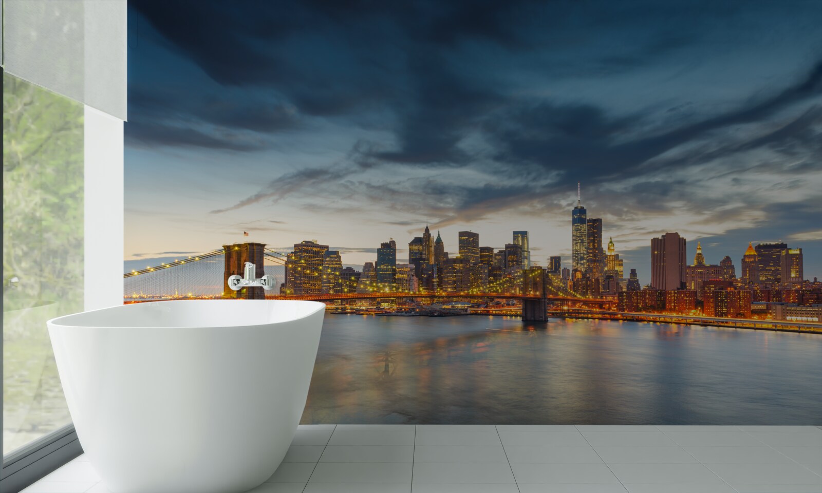 Fototapet pod în oraș cu iluminat