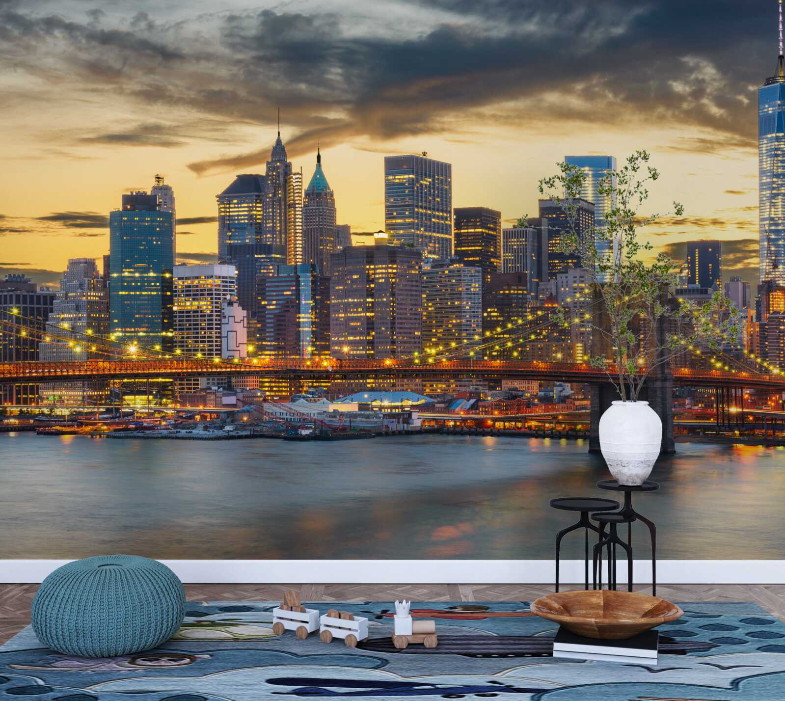 Fototapet linia de orizont a New York-ului noaptea