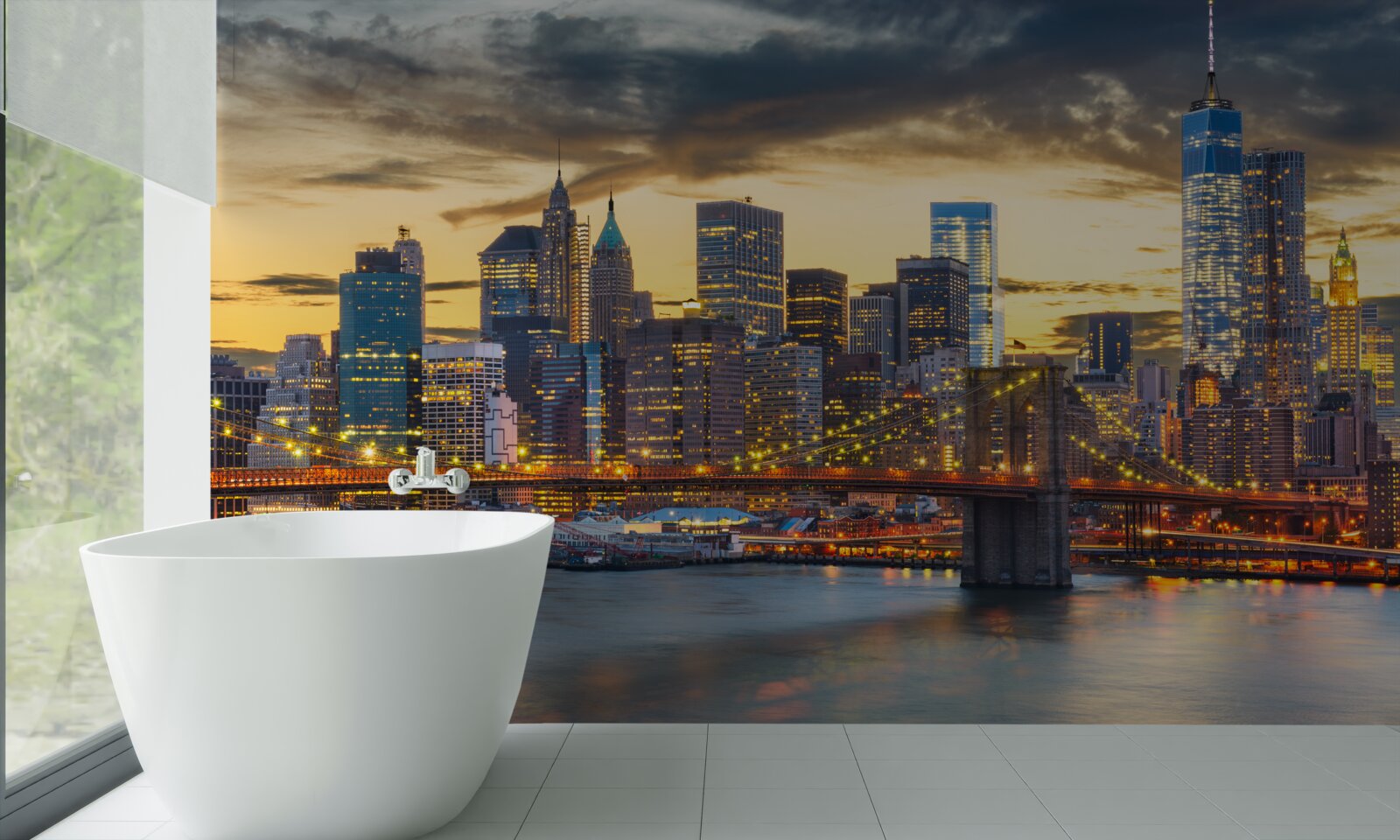 Fototapet linia de orizont a New York-ului noaptea