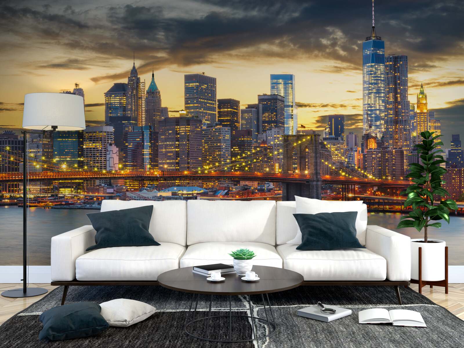 Fototapet linia de orizont a New York-ului noaptea