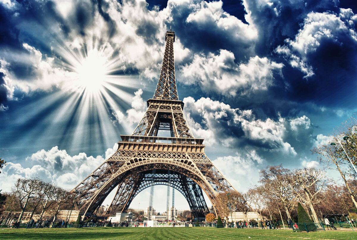 Fototapet soare deasupra turnului eiffel