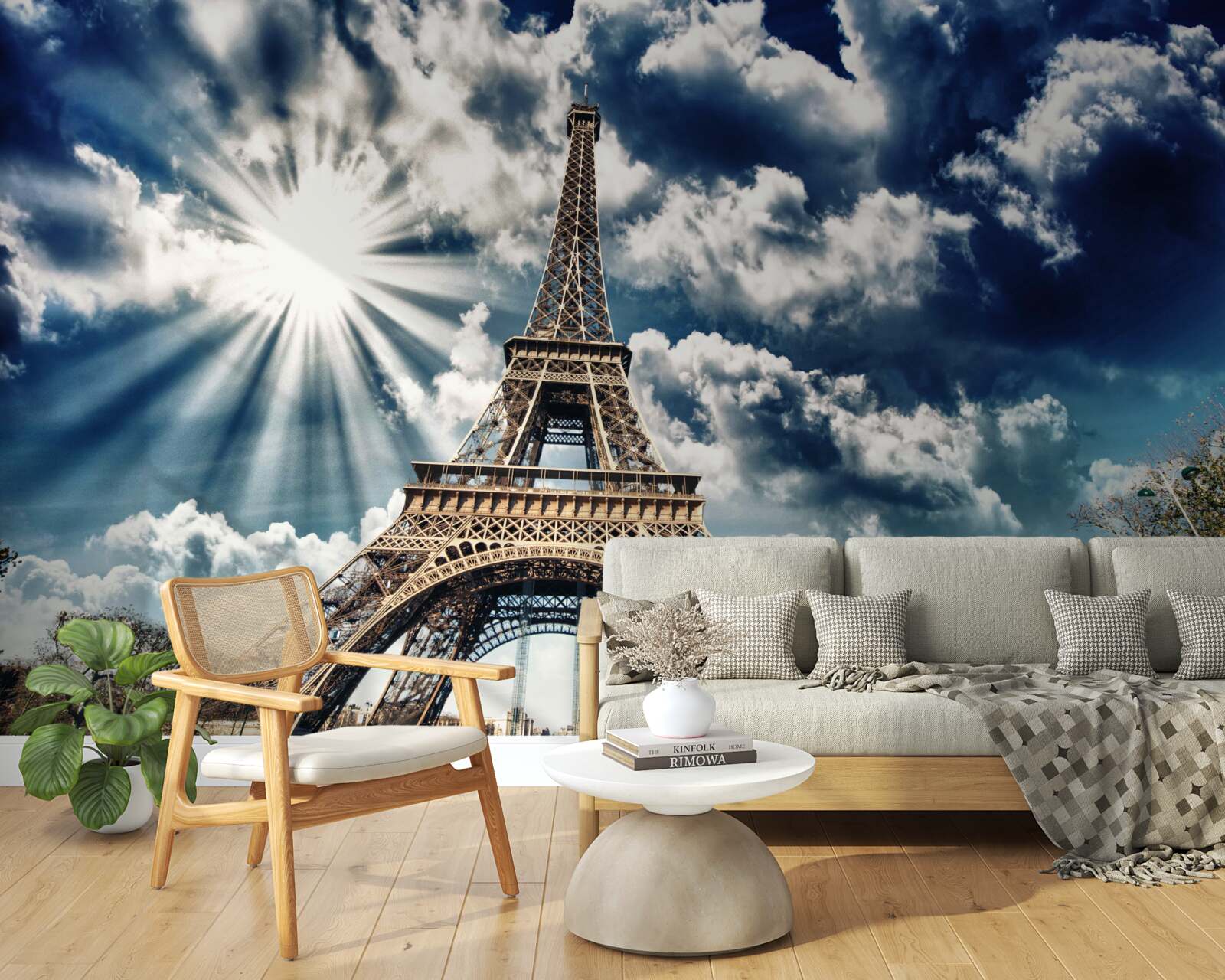 Fototapet soare deasupra turnului eiffel